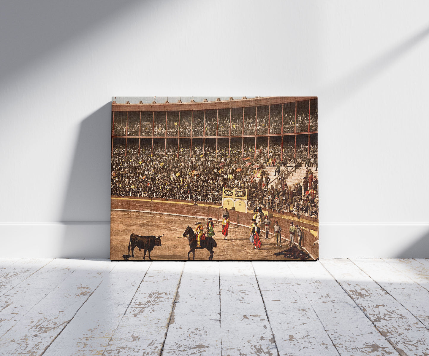 A picture of A bull fight, Barcelona, Spain