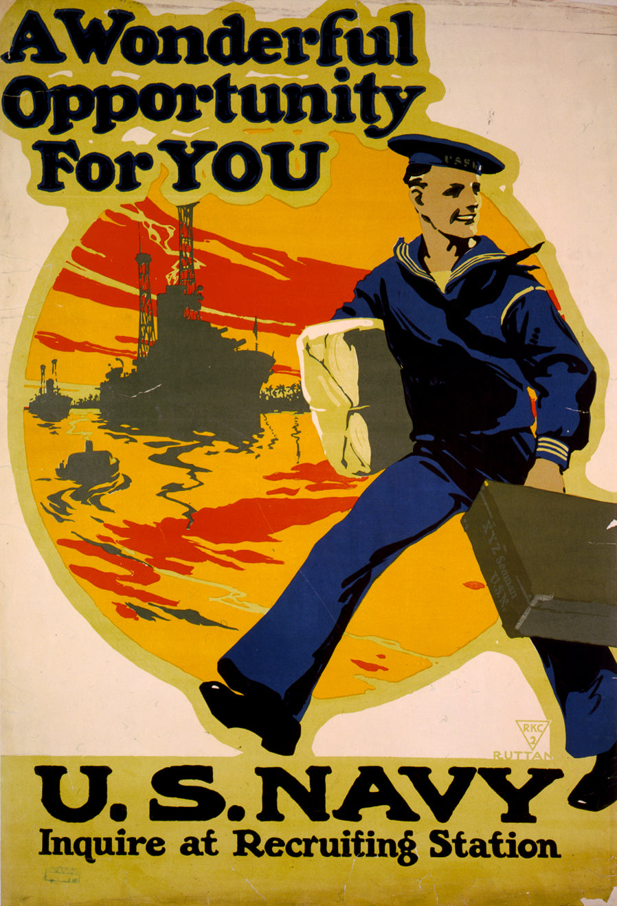 A picture of A wonderful opportunity for you, U.S. Navy, inquire at recruiting station