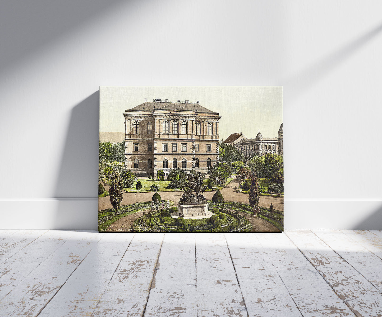 A picture of Agram, Academy Palace, with St. George Monument, by Fernkorn, Croatia, Austro-Hungary