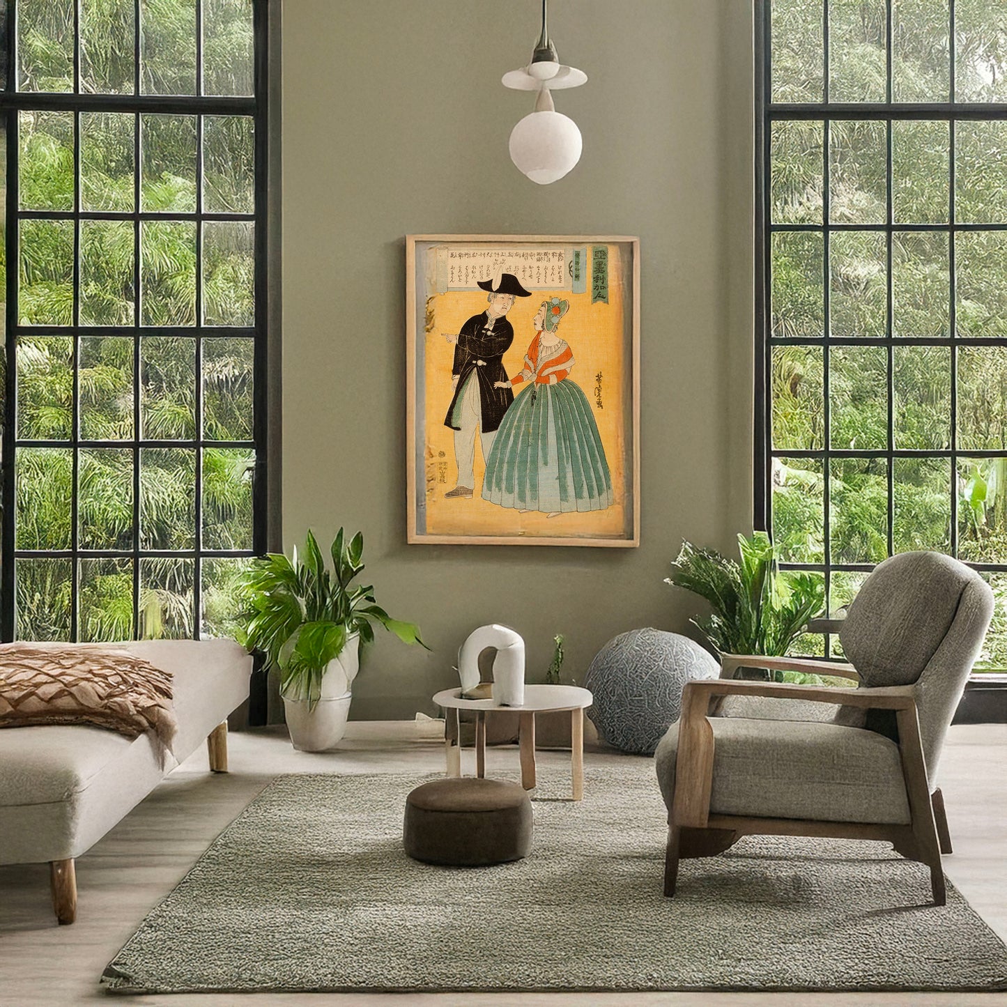 A picture of Amerikajin - bango wakai, a mockup of the print leaning against a wall