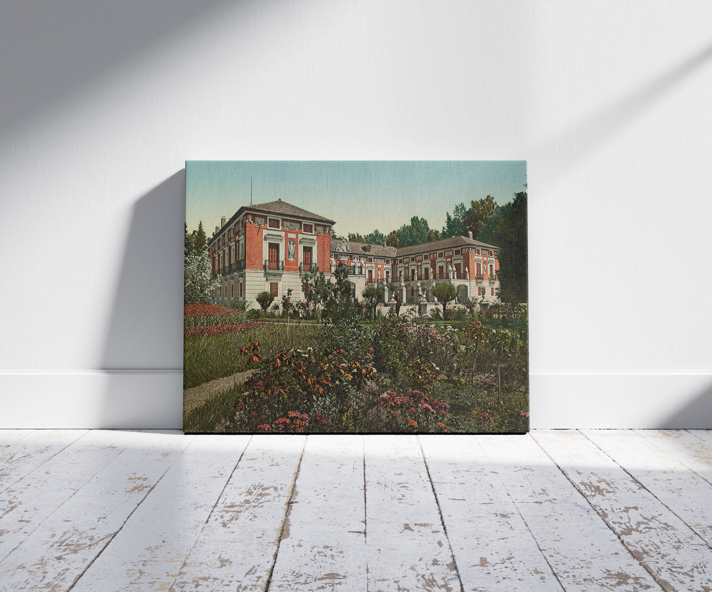 A picture of Aranjuez. Casa del Labrabrador, a mockup of the print leaning against a wall