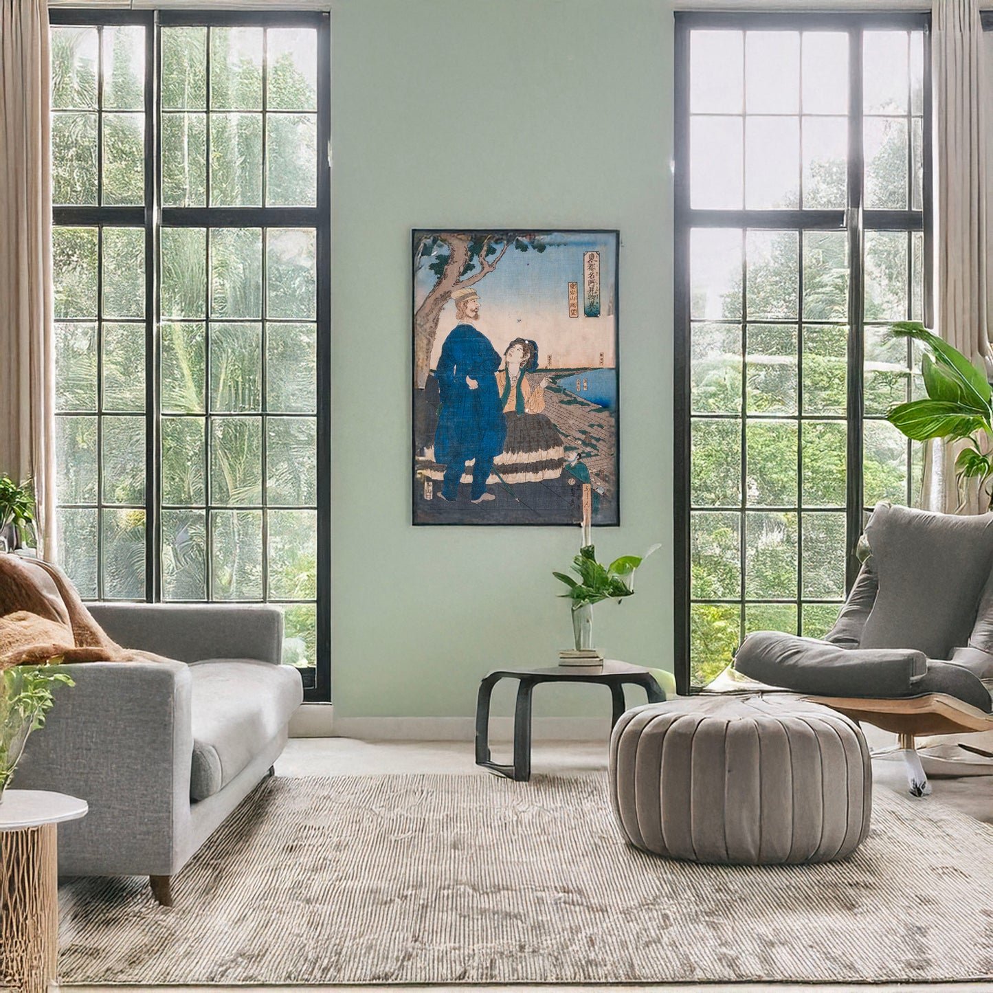 A picture of Atago yama chōbō, a mockup of the print leaning against a wall