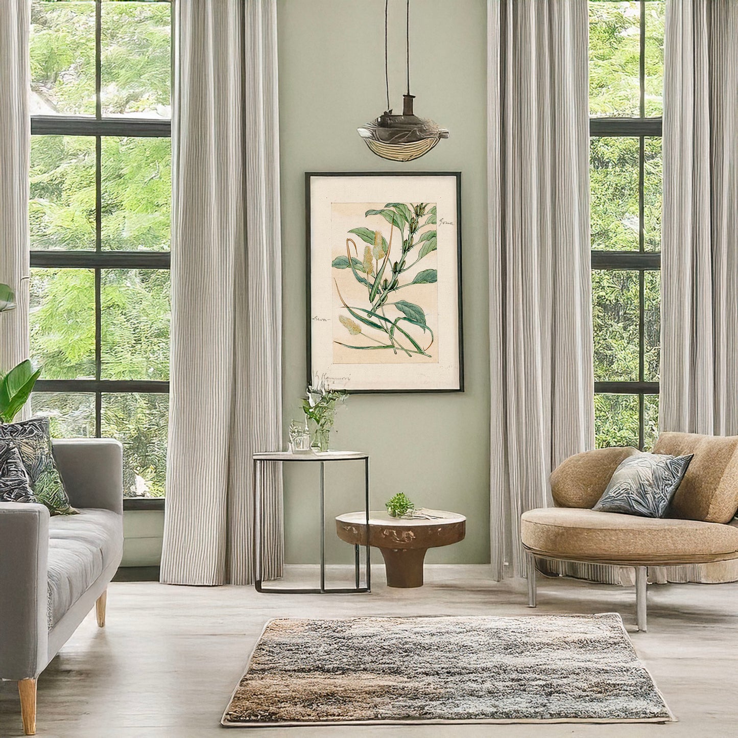 A picture of Awa - goma, a mockup of the print leaning against a wall