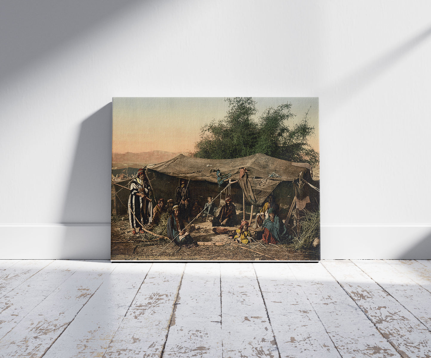 A picture of Bedouin tents and occupants, Holy Land