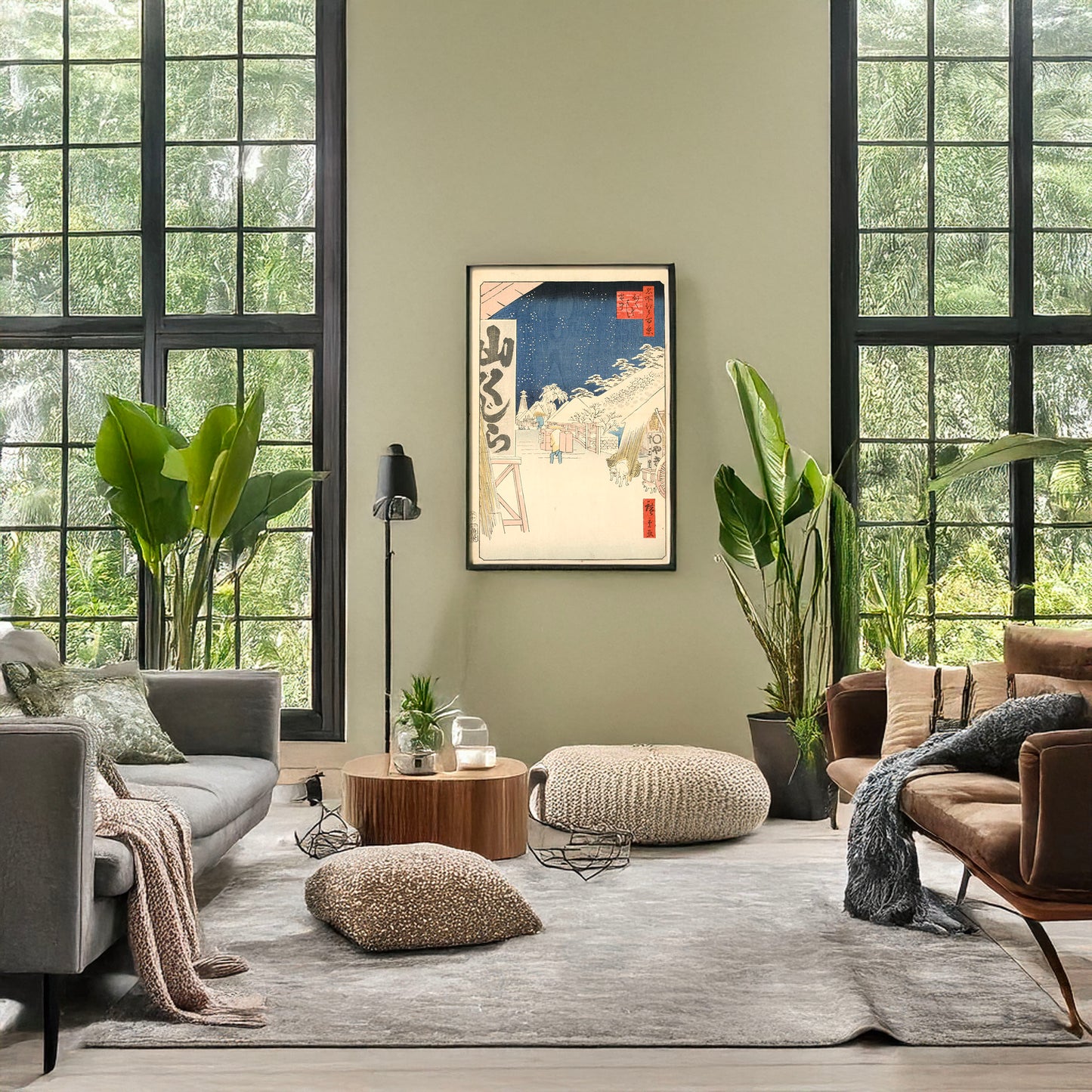 A picture of Bikunibashi setchū, a mockup of the print leaning against a wall
