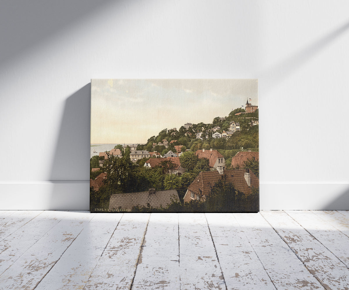 A picture of Blankenese, Hamburg, Germany, a mockup of the print leaning against a wall