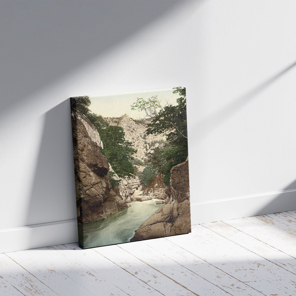 A picture of Bodekessel, Hartz, Germany, a mockup of the print leaning against a wall