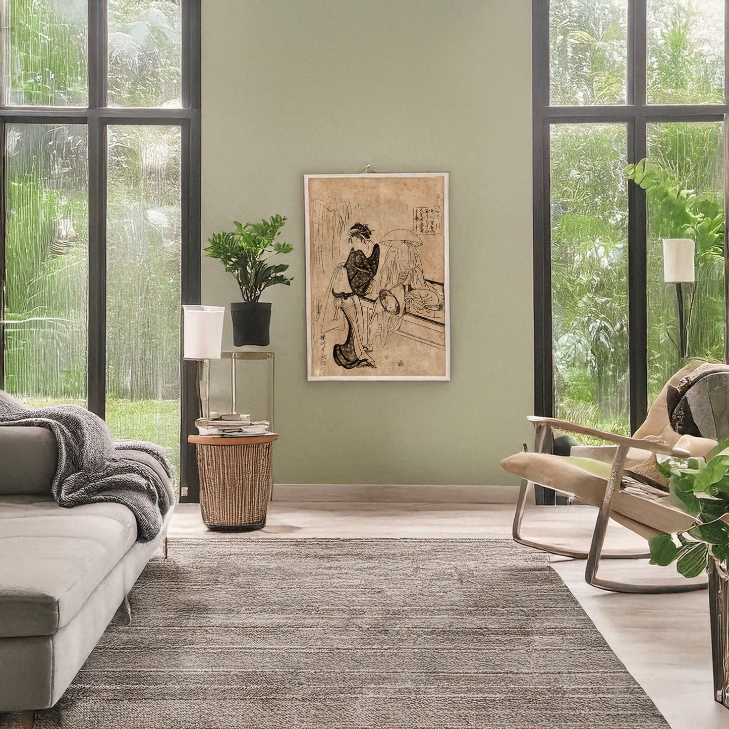 A picture of Chaya de yasumu otoko, a mockup of the print leaning against a wall