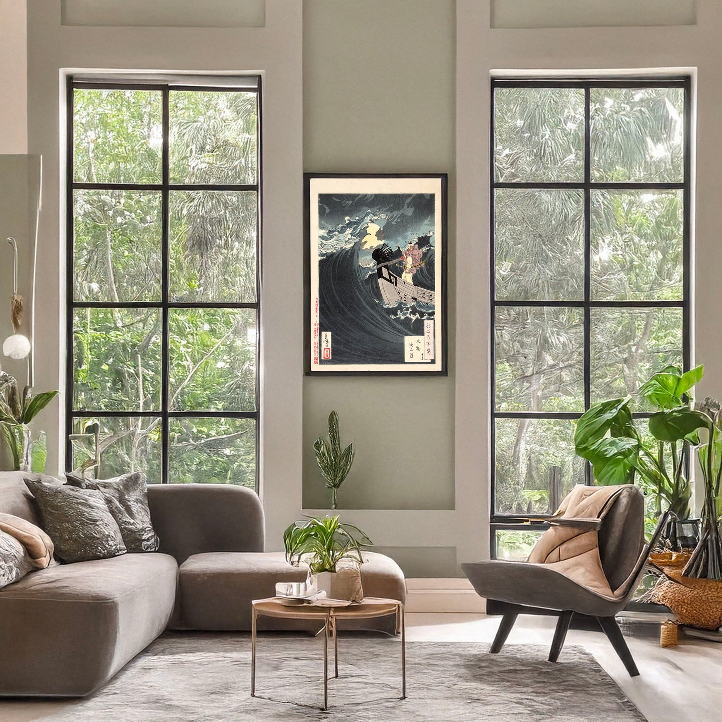 A picture of Daimotsu kaijō no tsuki, a mockup of the print leaning against a wall