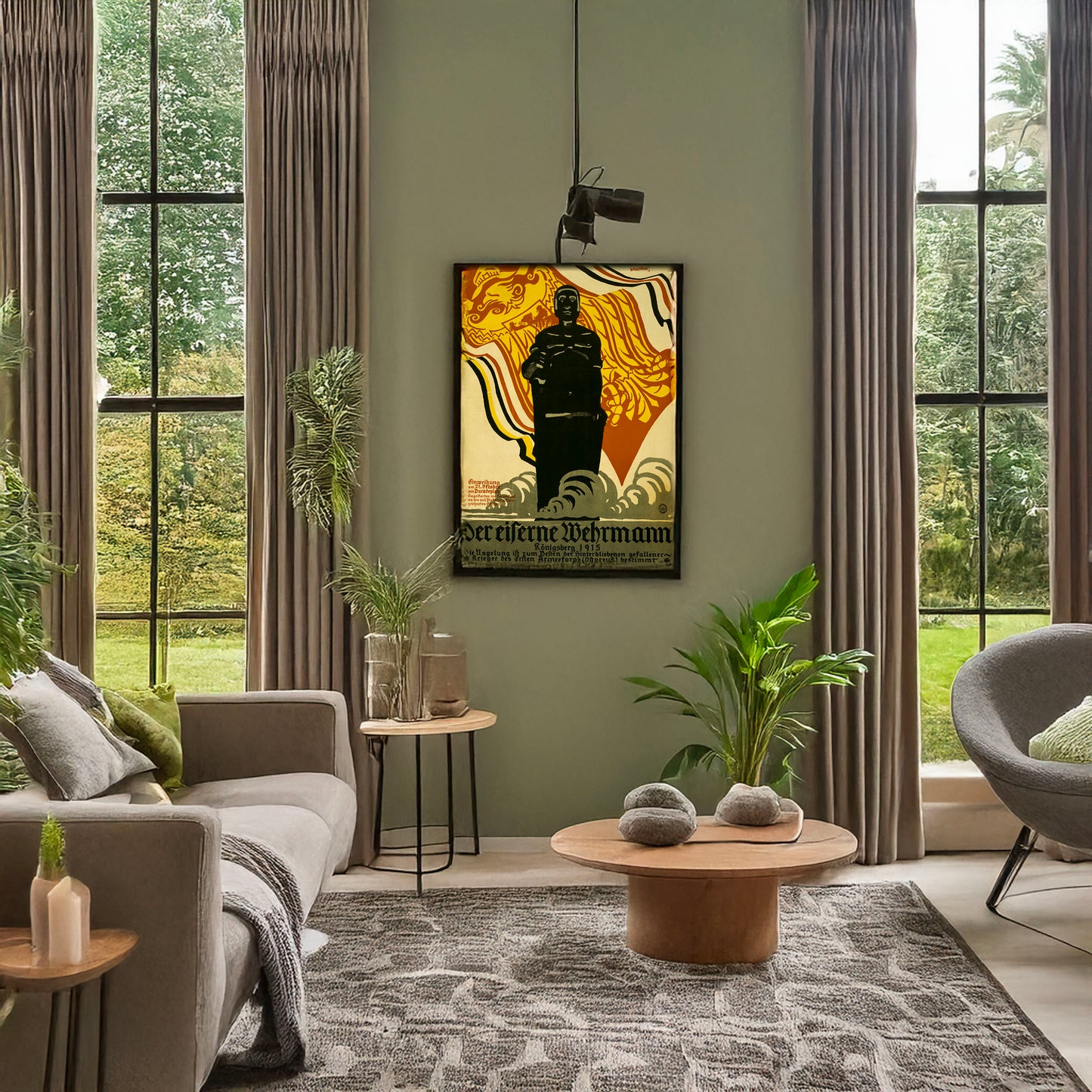 A picture of Der eiserner Wehrmann, Königsberg 1915, a mockup of the print leaning against a wall