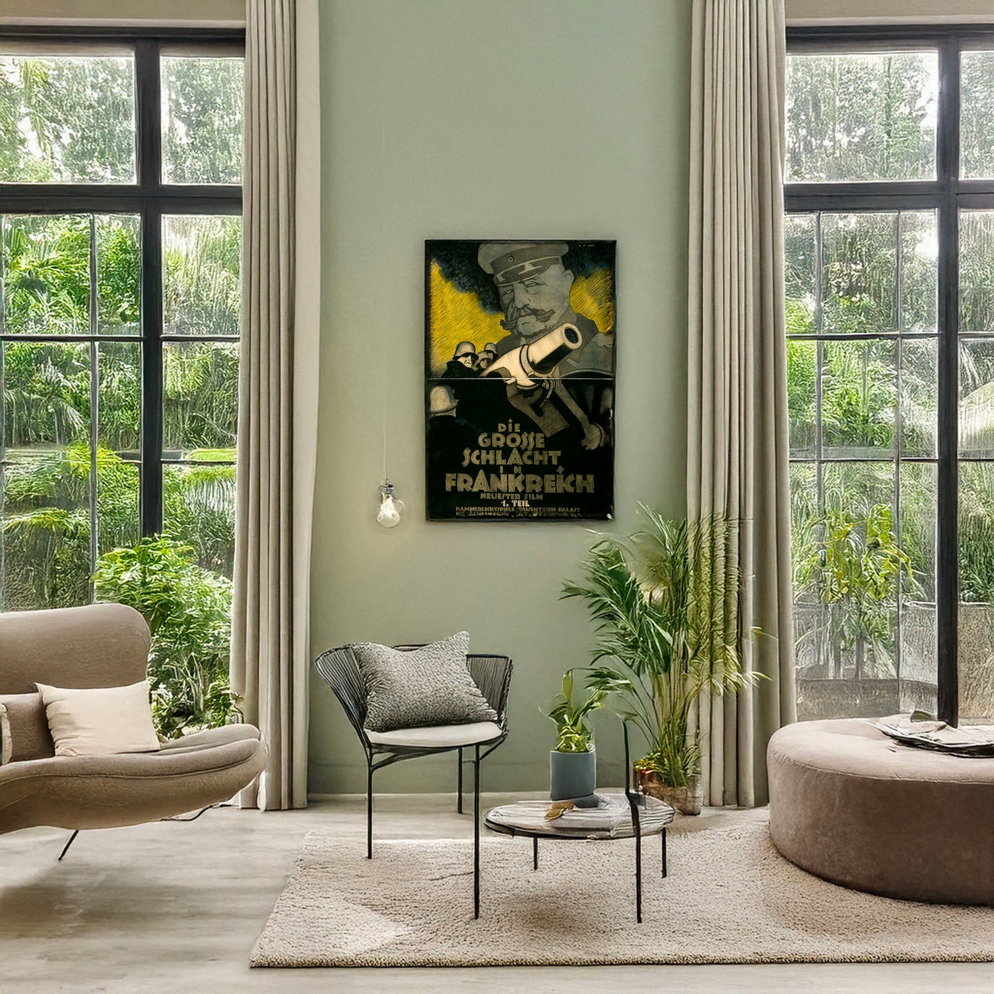 A picture of Die grosse Schlacht in Frankreich, a mockup of the print leaning against a wall