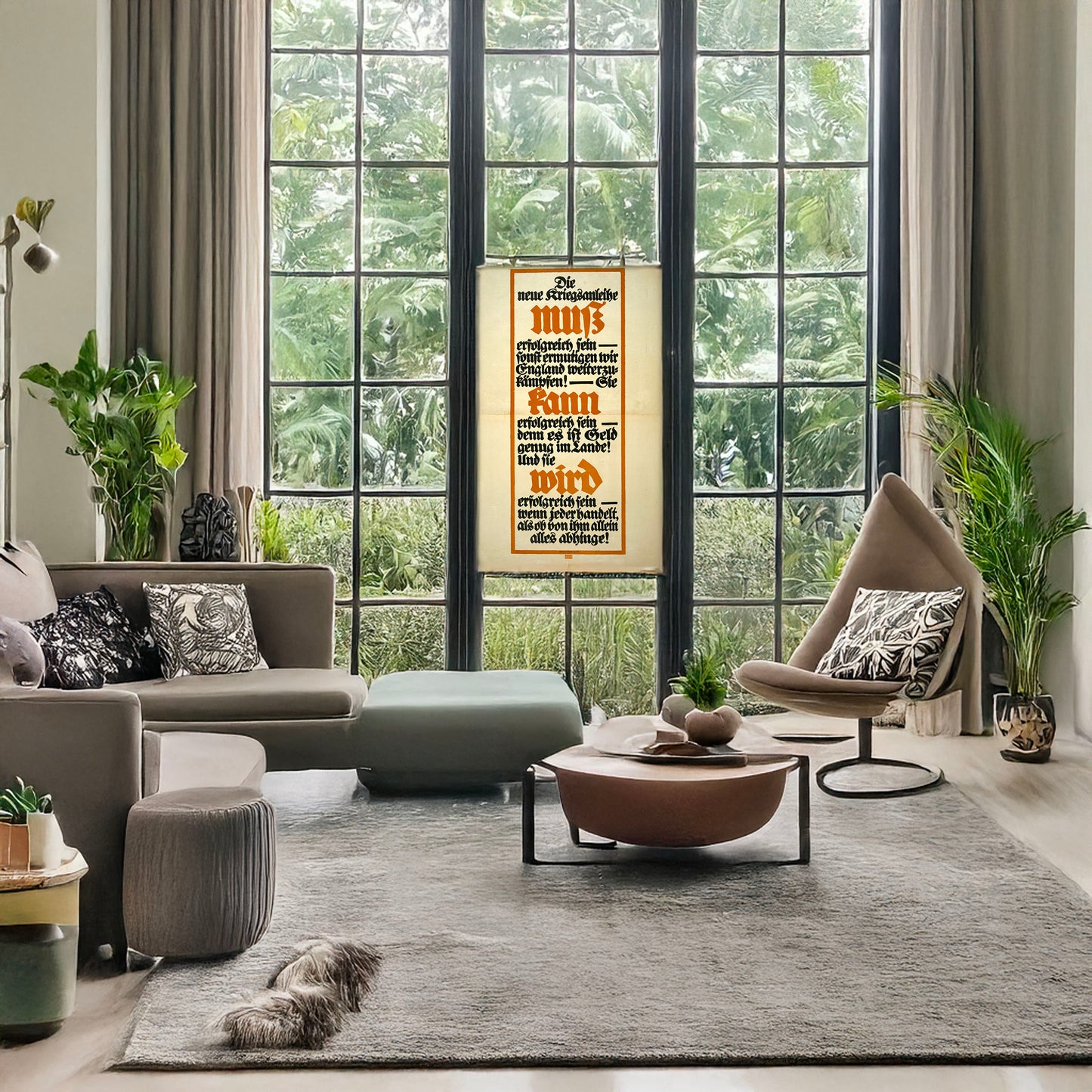 A picture of Die neue Kriegsanleihe muss erfolgreich sein, sonst ermutigen wir England weiterzukämpfen! ..., a mockup of the print leaning against a wall