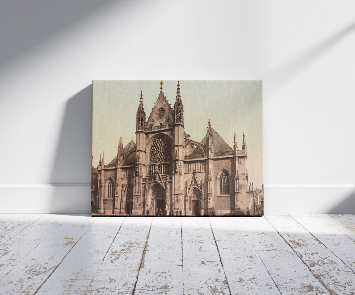A picture of Dunkerque. L'Eglise St. Eloi, a mockup of the print leaning against a wall