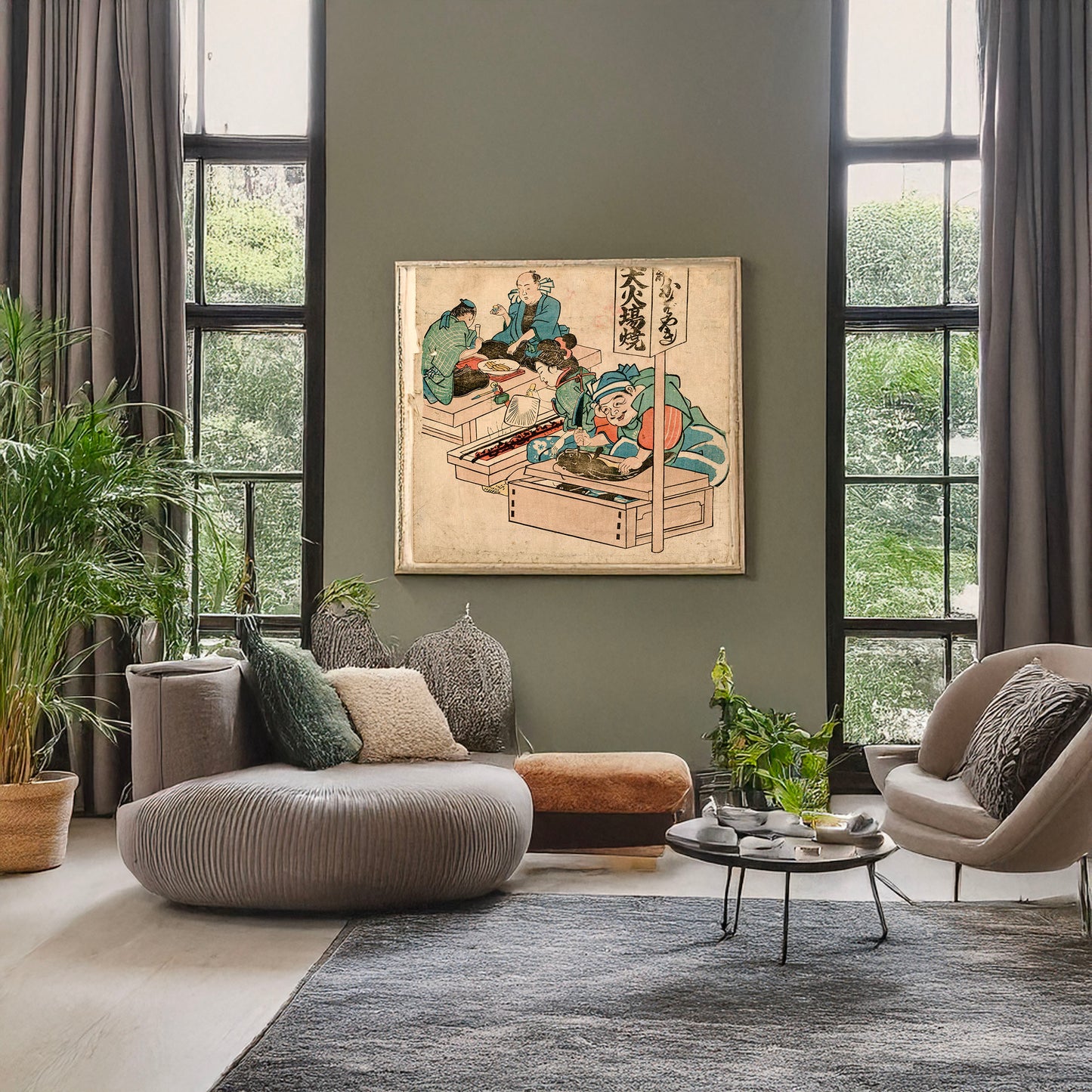 A picture of Ebisu no namazuya, a mockup of the print leaning against a wall
