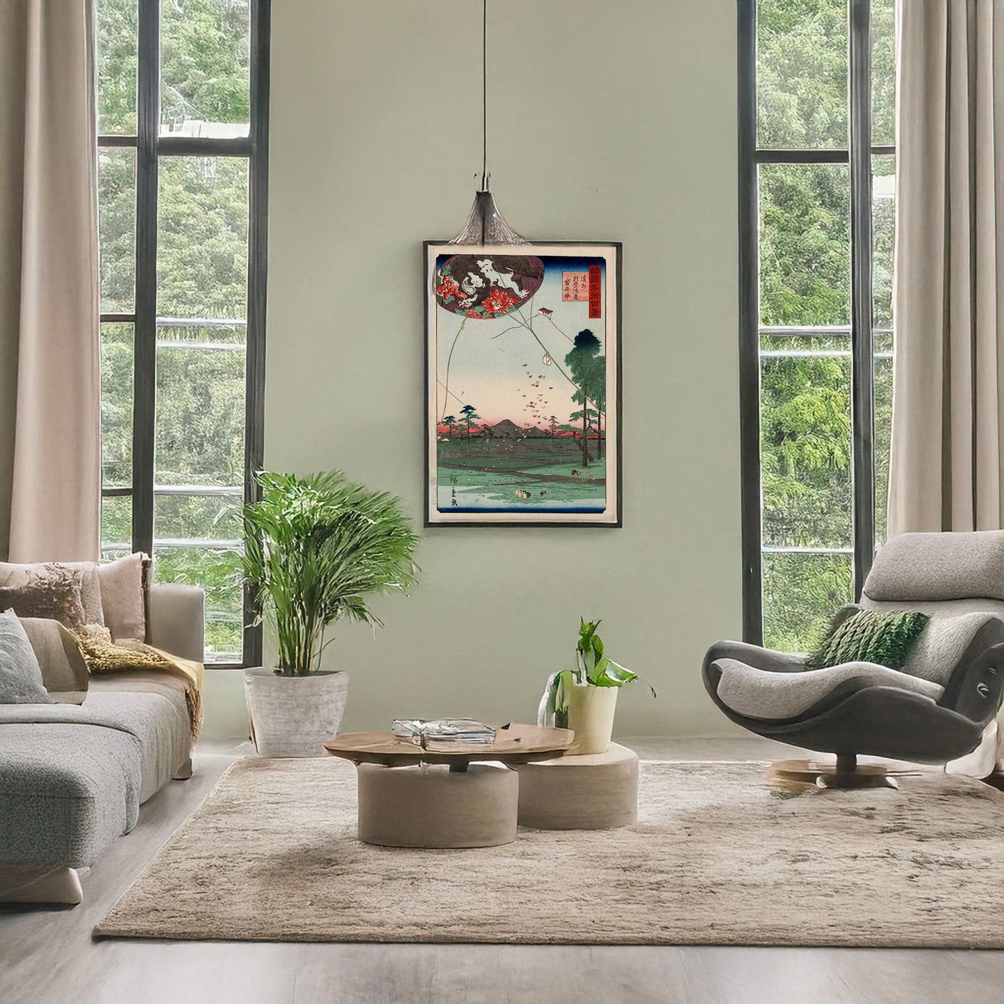 A picture of Enshū akiba enkei fukuroi no tako, a mockup of the print leaning against a wall