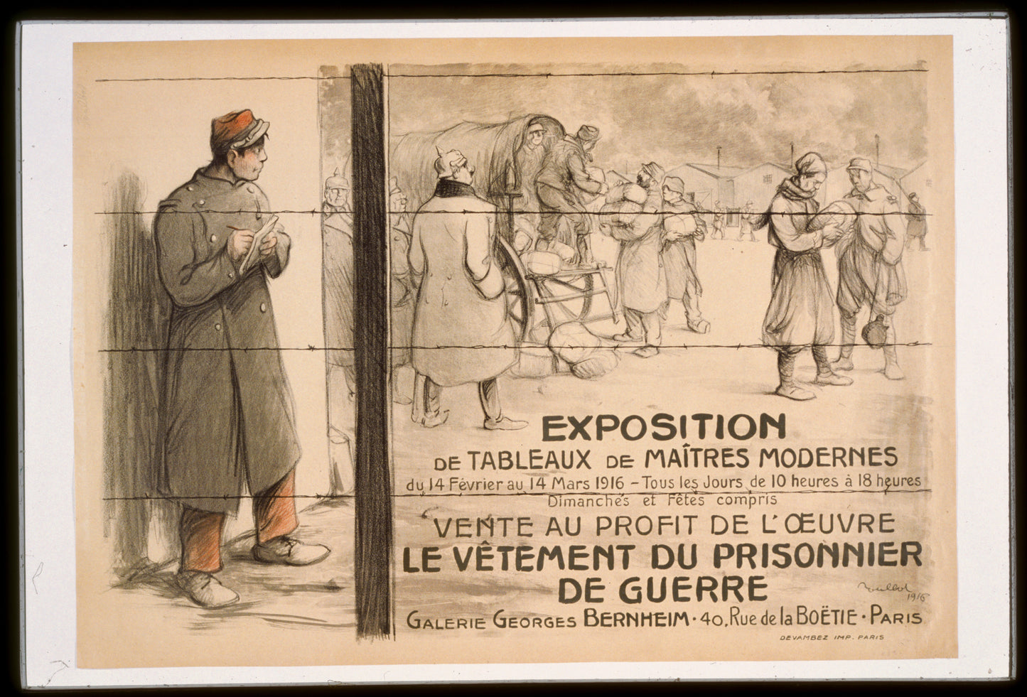 A picture of Exposition de tableaux de maîtres modernes . . . vente au profit de l'oeuvre le vêtement du prisonnier de guerre. Galerie Georges Bernheim
