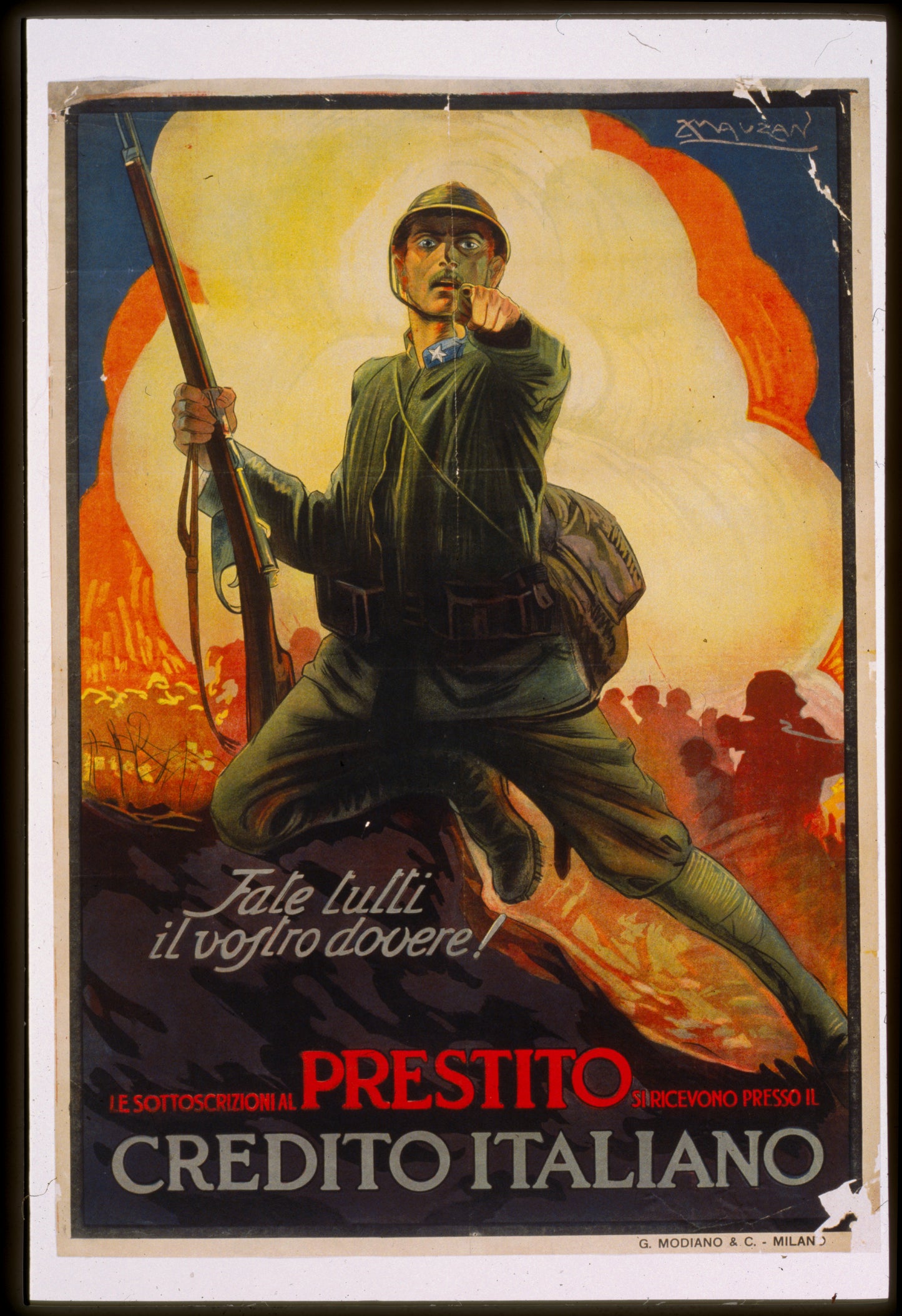A picture of Fate tutti il vostro dovere! Le sottoscrizioni al prestito si ricevono presso il Credito Italiano