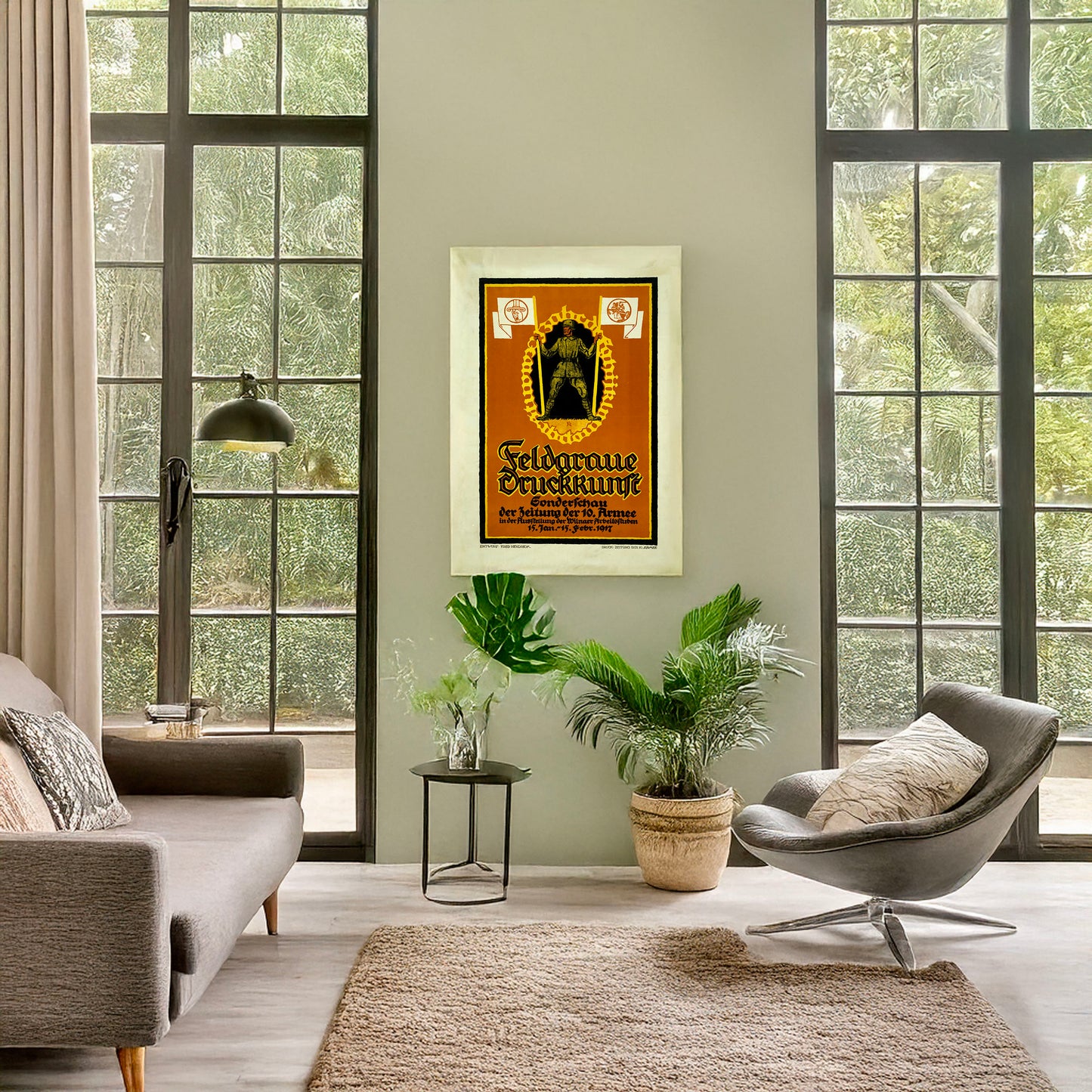 A picture of Feldgraue Druckkunst. Sondershau der Zeitung der 10. Armee, a mockup of the print leaning against a wall