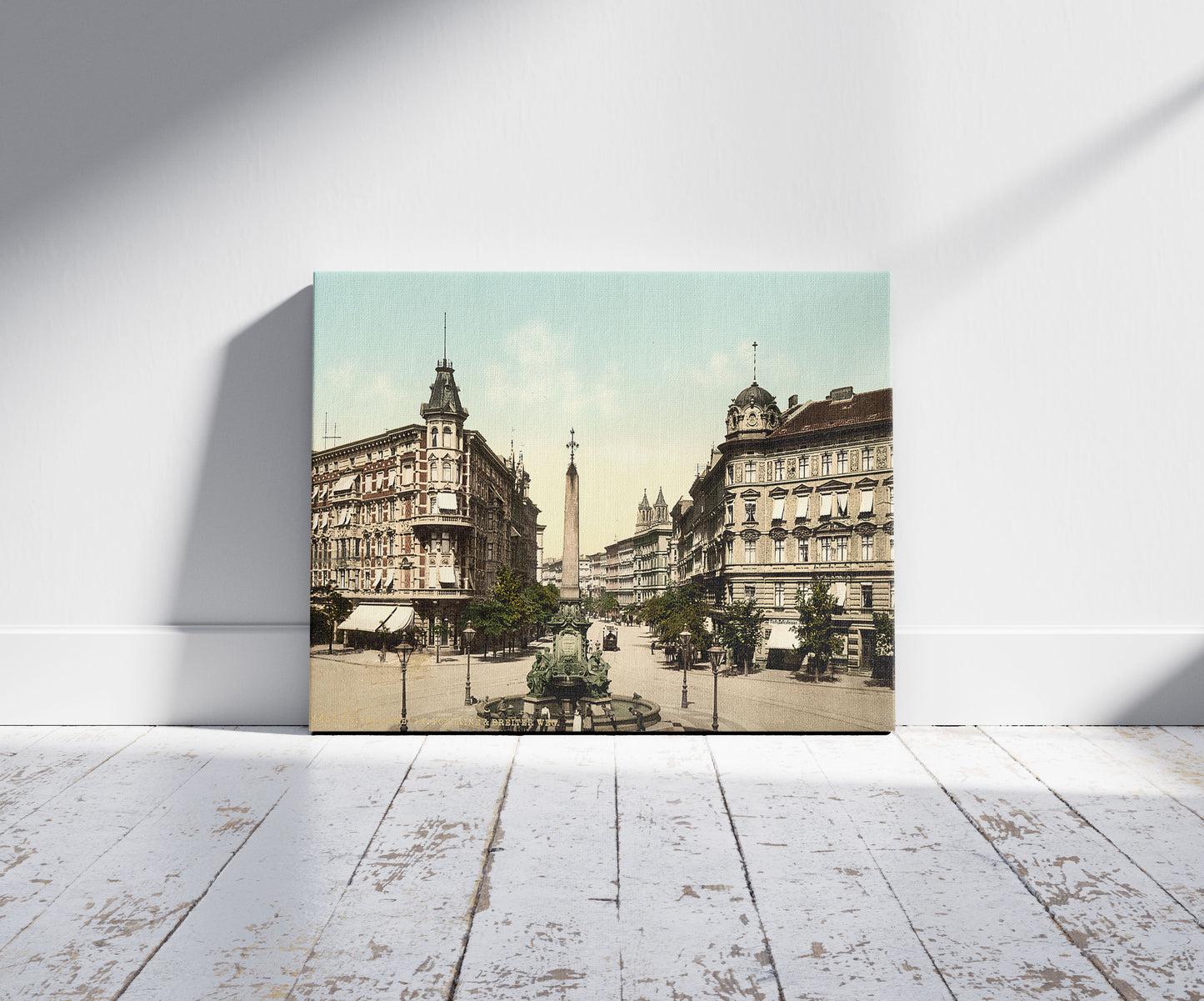 A picture of Fountain and Breiter Weg, Madgeburg i.e. Magdeburg, German Saxony, Germany