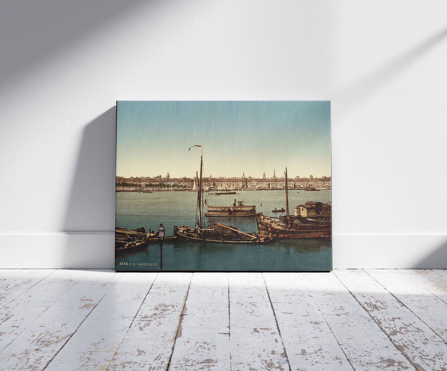 A picture of From the Bastile, Bordeaux, France, a mockup of the print leaning against a wall
