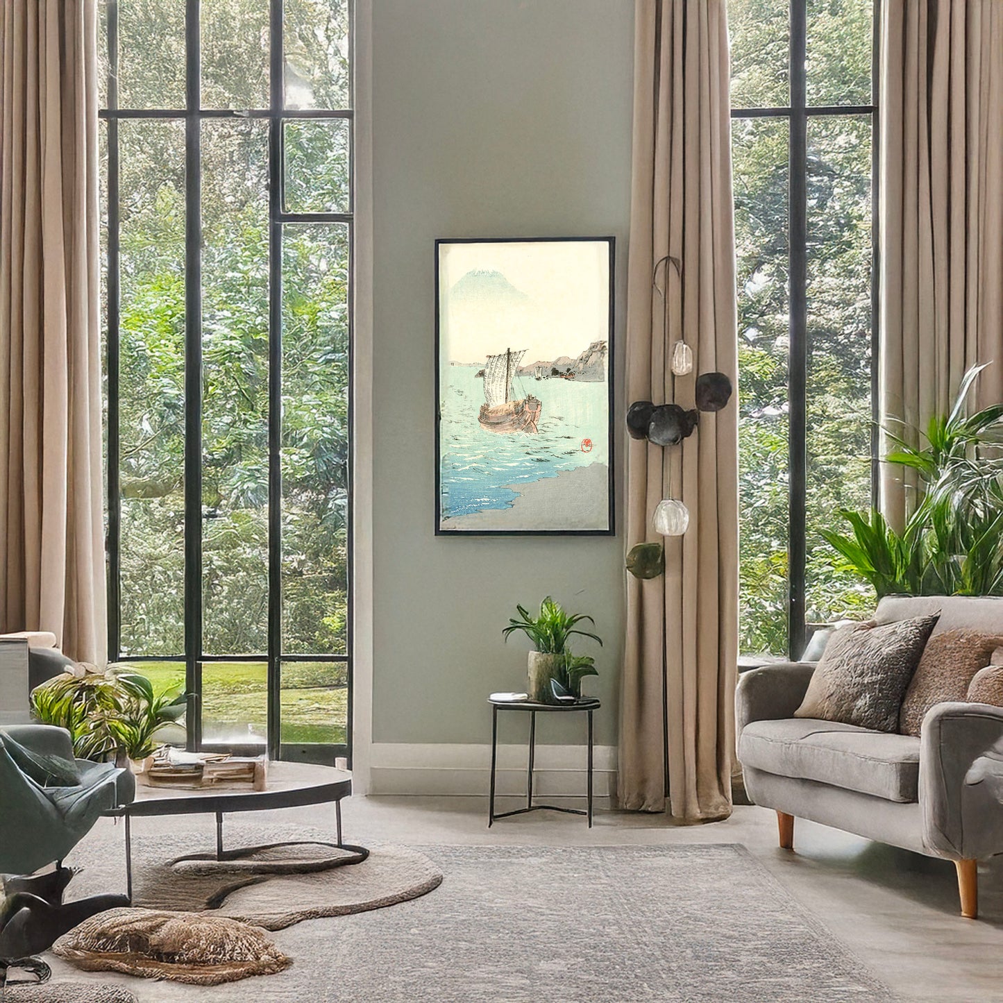 A picture of Fuji ni hansen, a mockup of the print leaning against a wall