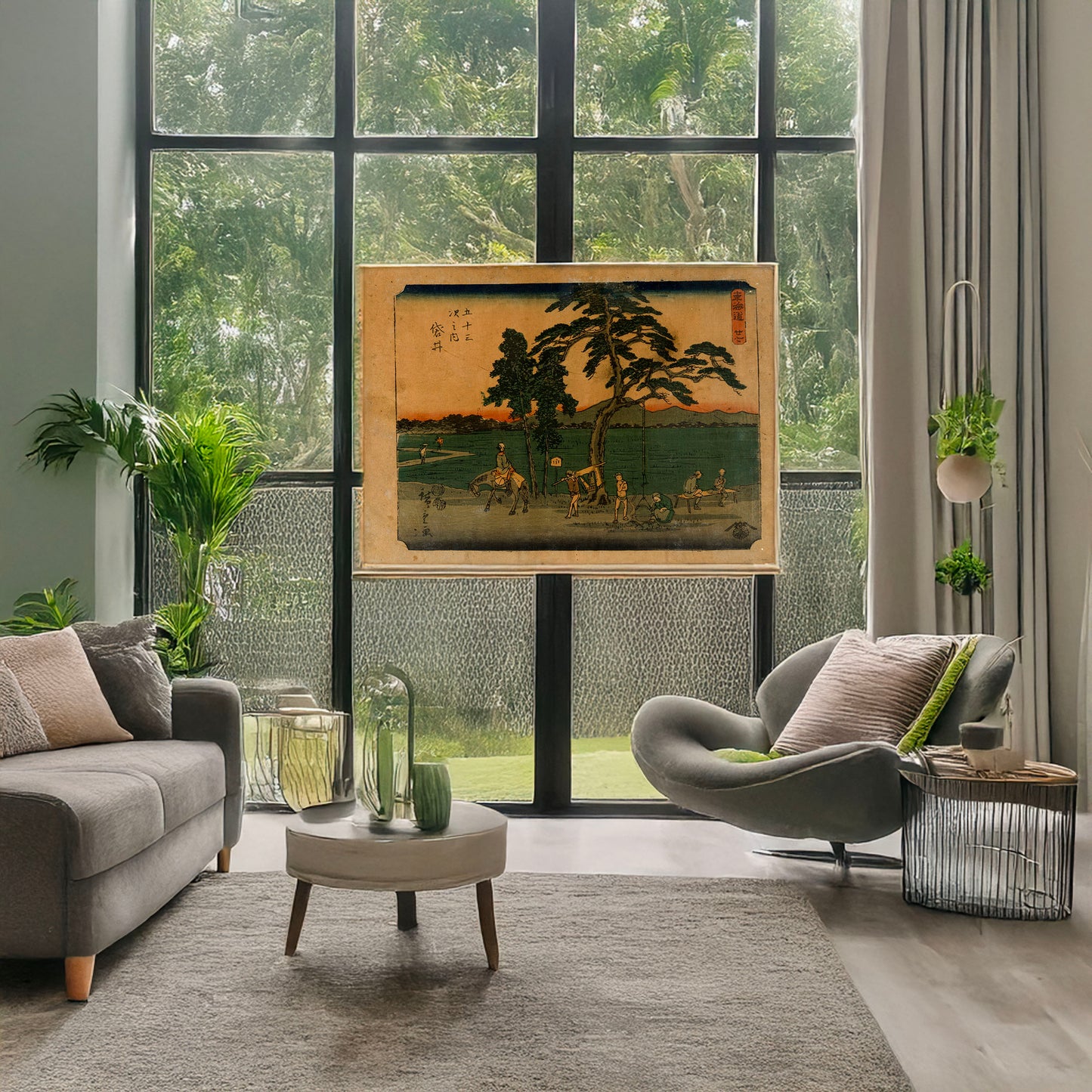 A picture of Fukuroi, a mockup of the print leaning against a wall