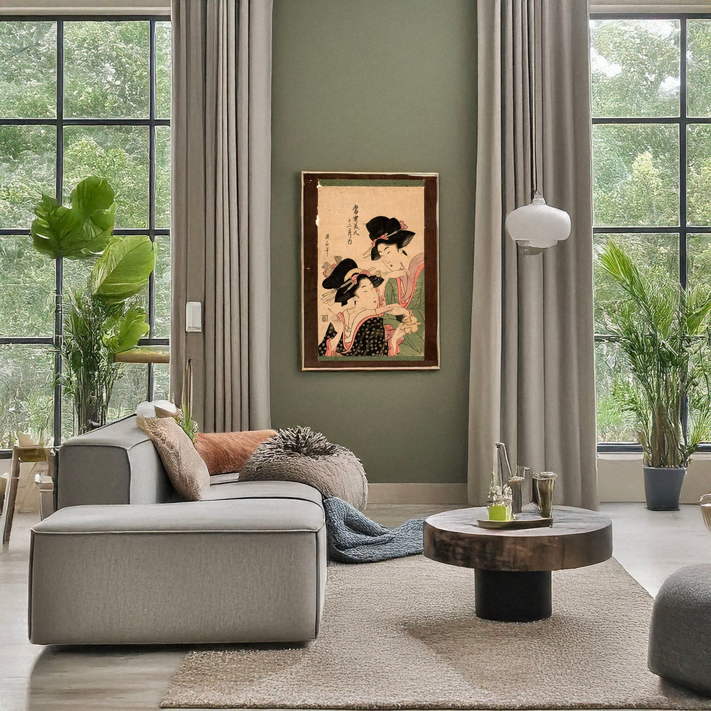 A picture of Fumizuki, a mockup of the print leaning against a wall