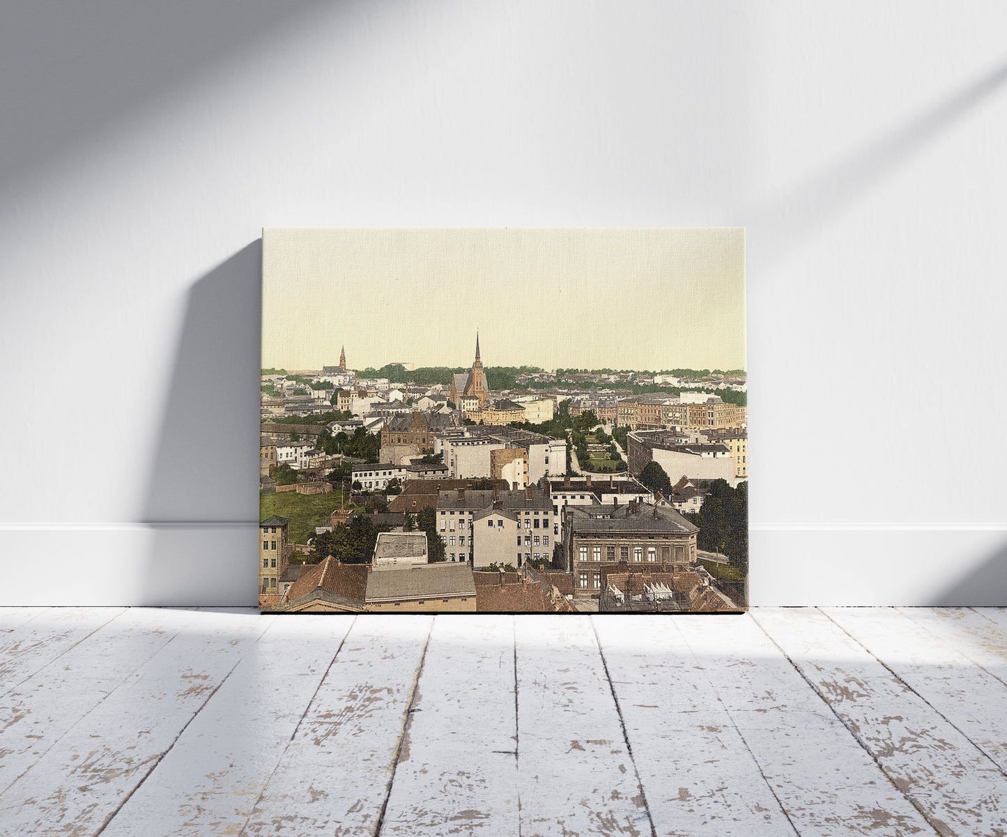 A picture of General view, Colberg, Pomerania, Germany (i.e., Kołobrzeg, Poland), a mockup of the print leaning against a wall