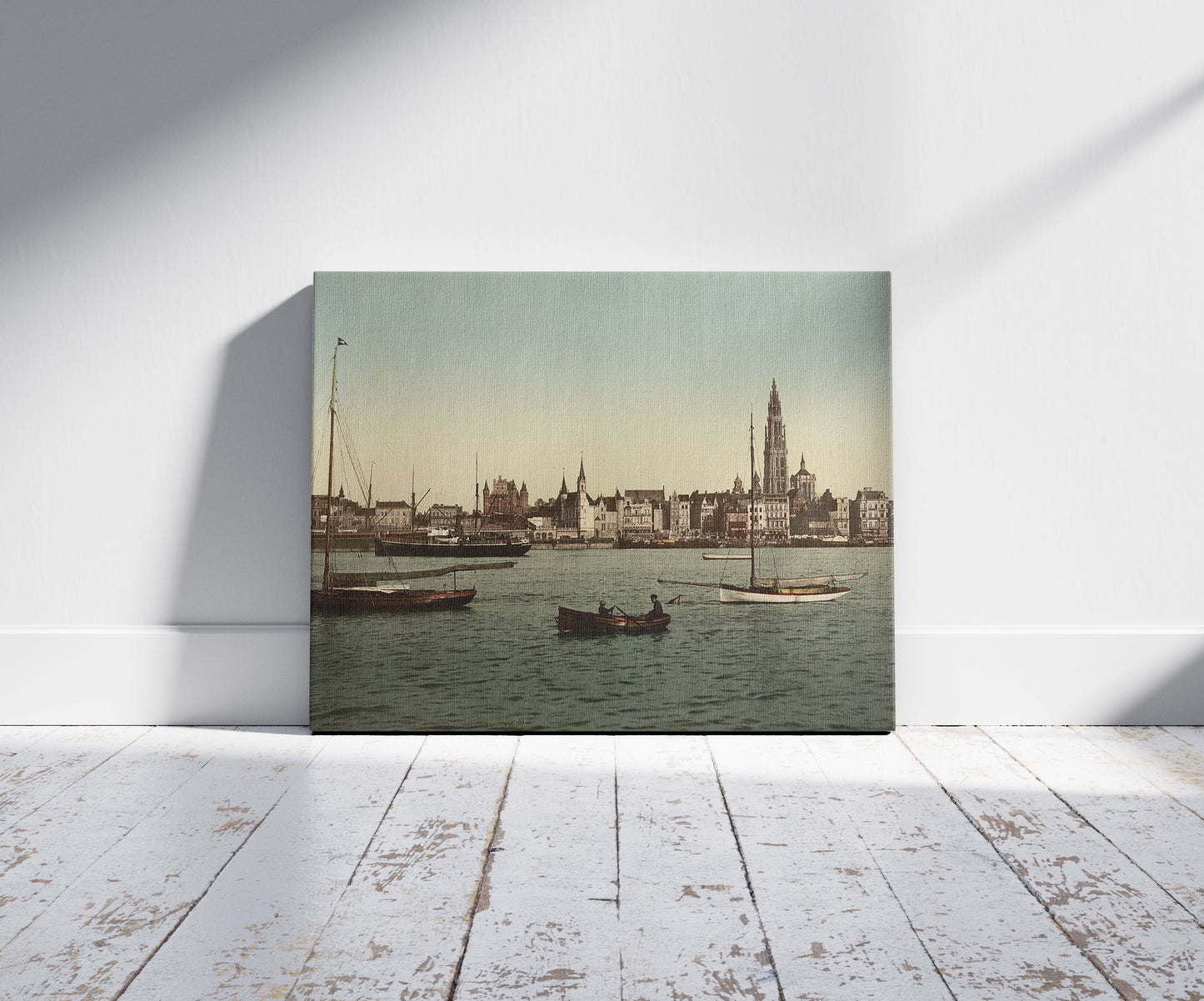 A picture of General view, II, Antwerp, Belgium, a mockup of the print leaning against a wall