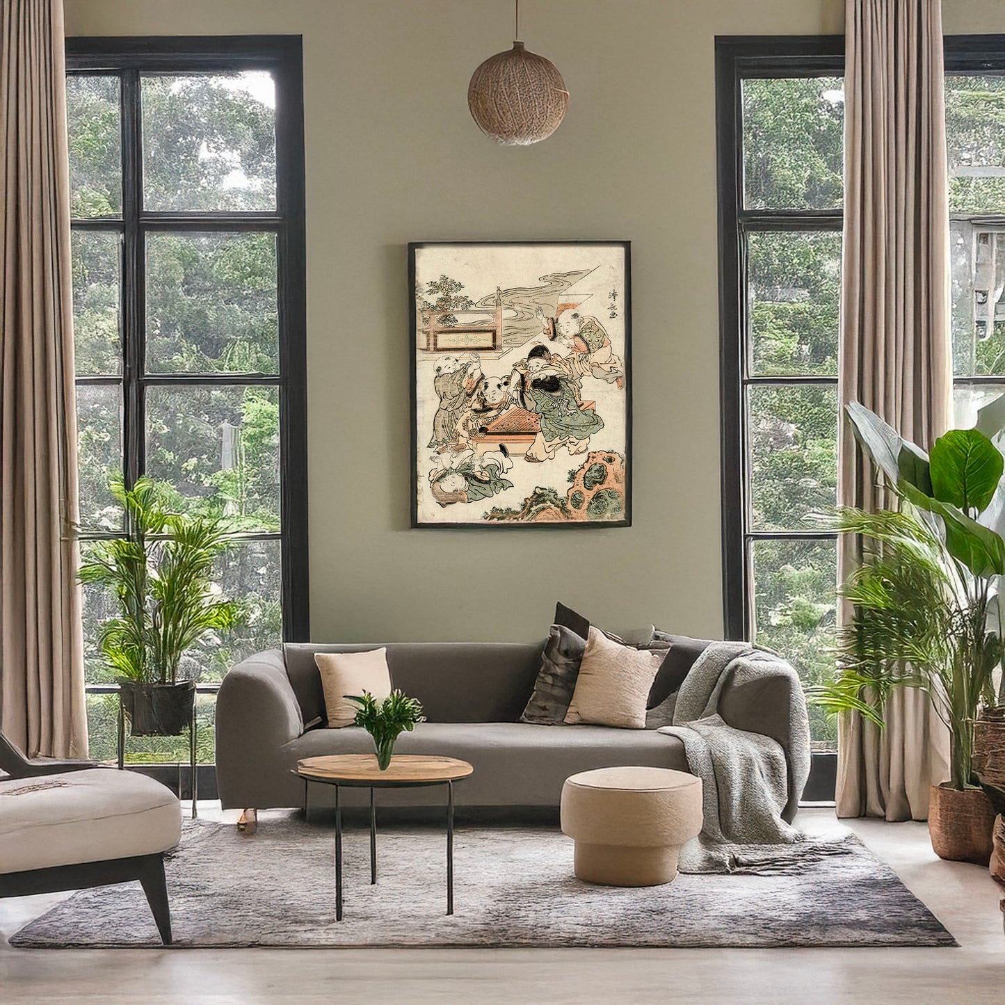 A picture of Go, a mockup of the print leaning against a wall