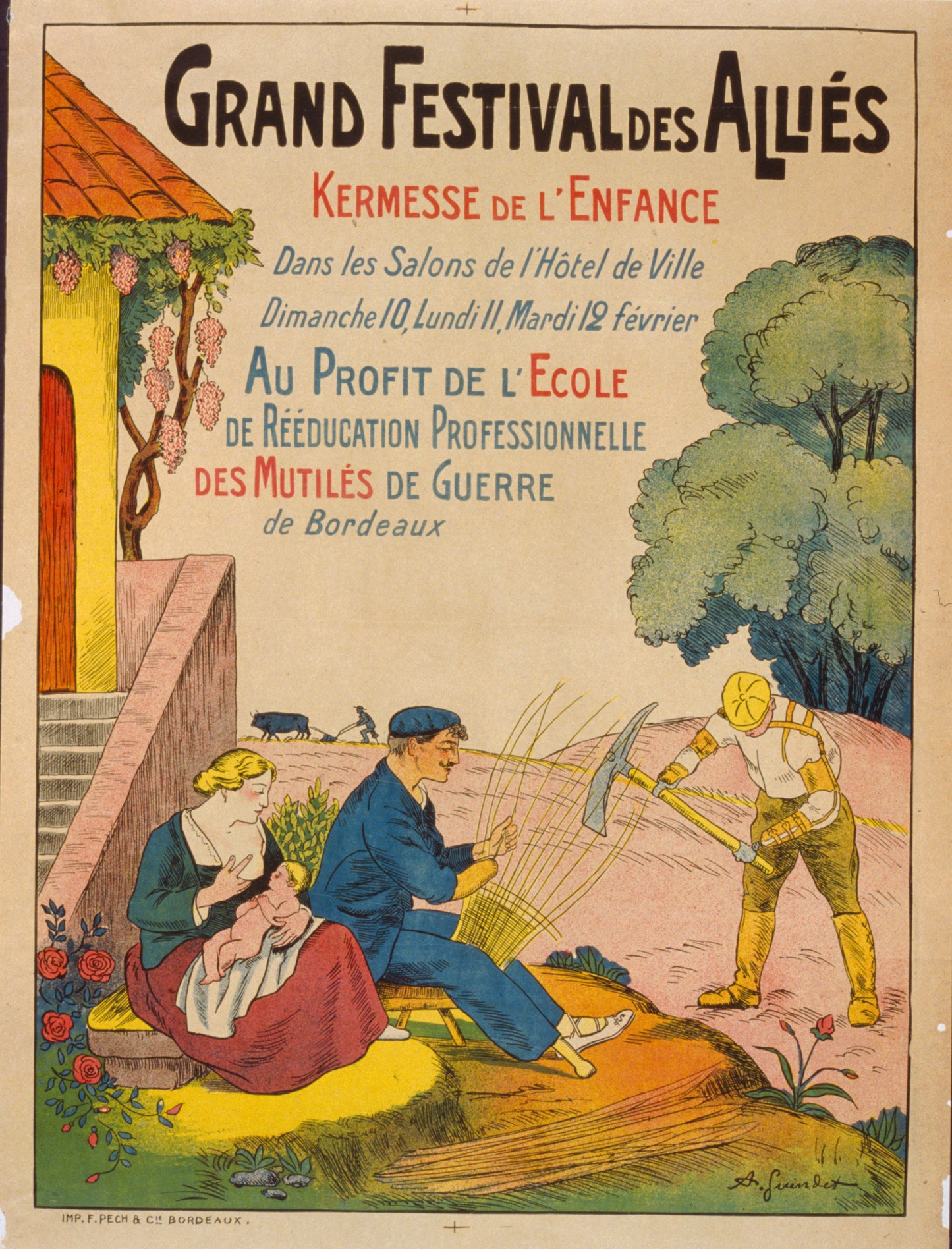 A picture of Grand festival des alliés. Kermesse de l'enfance . . . au profit de l'école de réeducation professionnelle des mutilés de guerre de Bordeaux