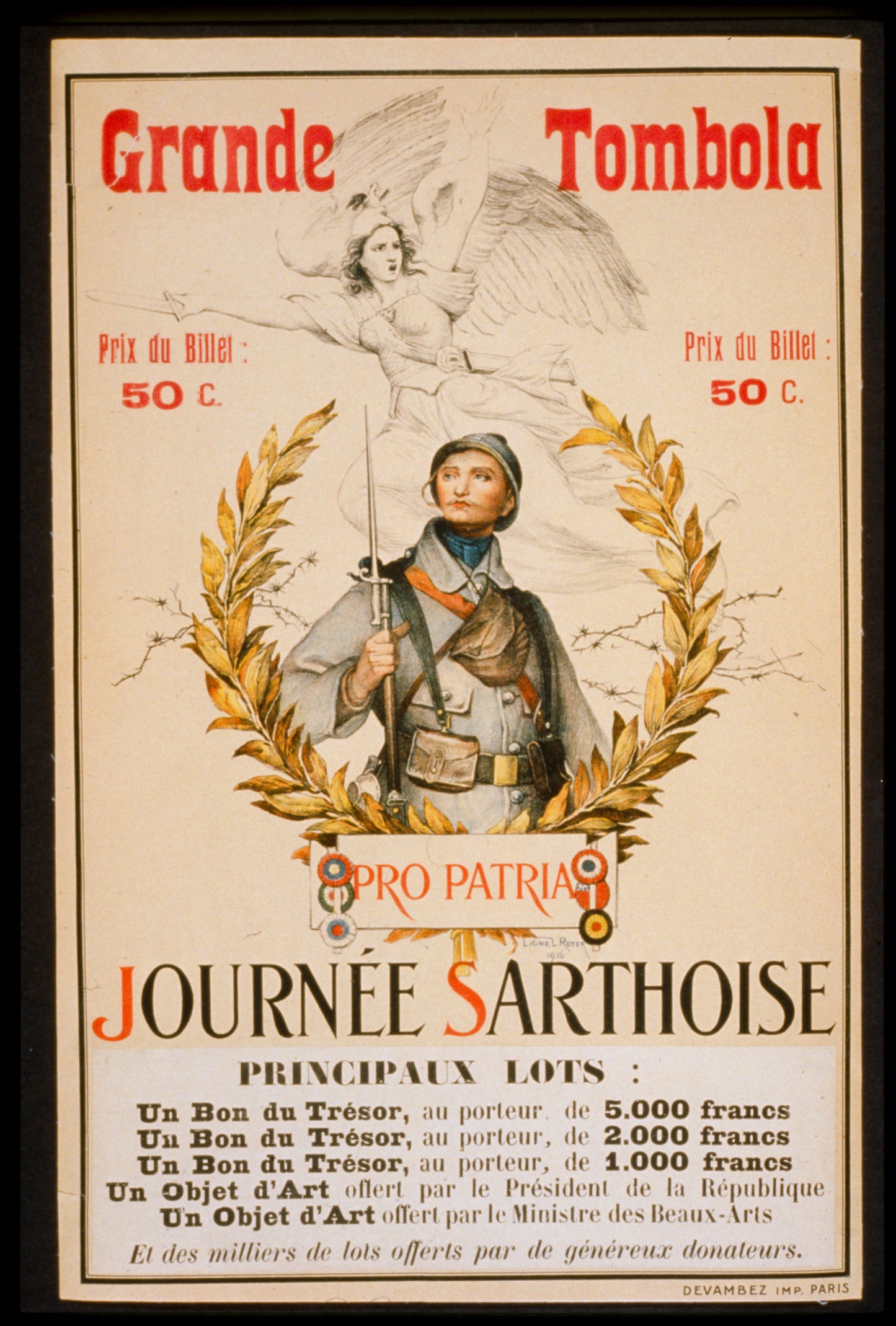 A picture of Grande Tombola. Journée Sarthoise - Pro Patria