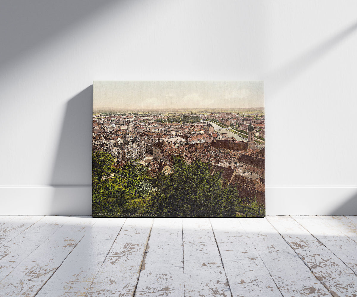 A picture of Graz, view from the Schlossberg, Styria, Austro-Hungary