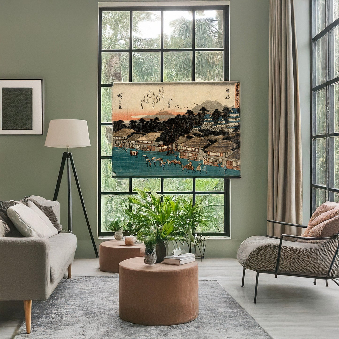A picture of Hamamatsu, a mockup of the print leaning against a wall