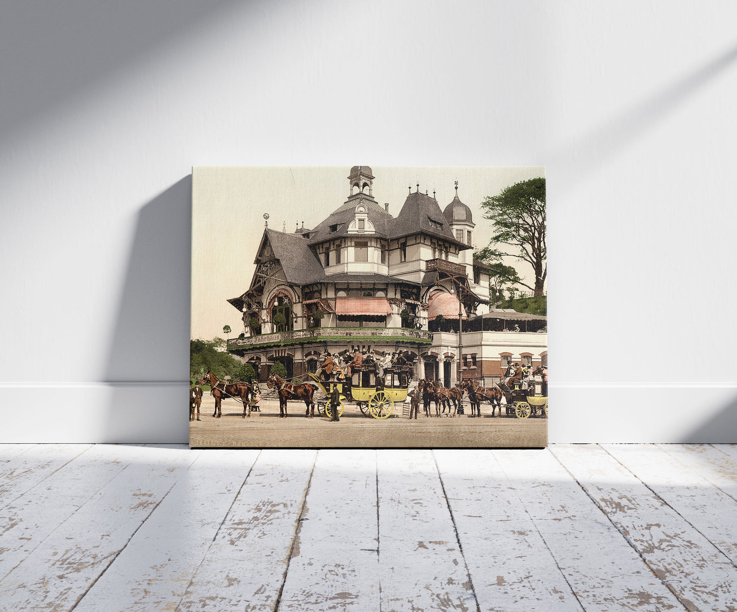 A picture of Hamburg. Käse's grosse Fahrt, a mockup of the print leaning against a wall