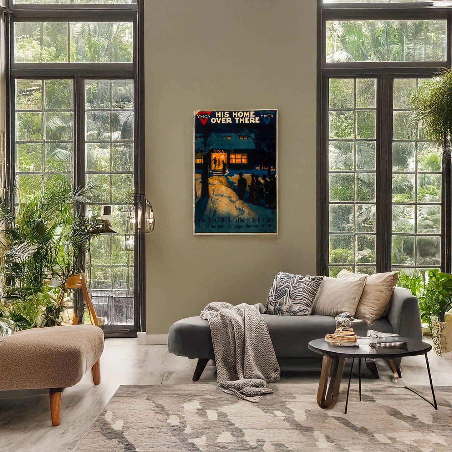 A picture of His home over there--More than 2000 such homes for our boys United War Work Campaign, November 11th - 18th /, a mockup of the print leaning against a wall