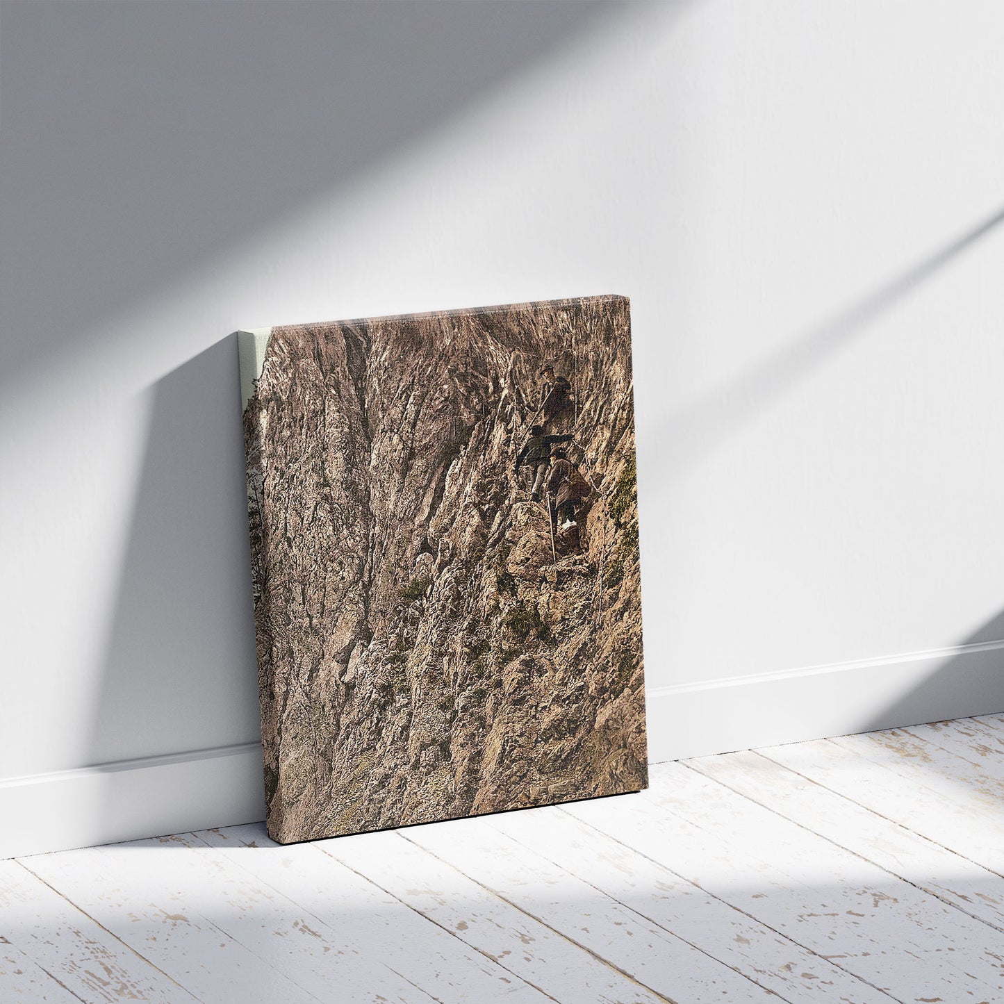 A picture of Hoellenthal (i.e., Höllental), Devil's Bathroom, Lower Austria, Austro-Hungary, a mockup of the print leaning against a wall