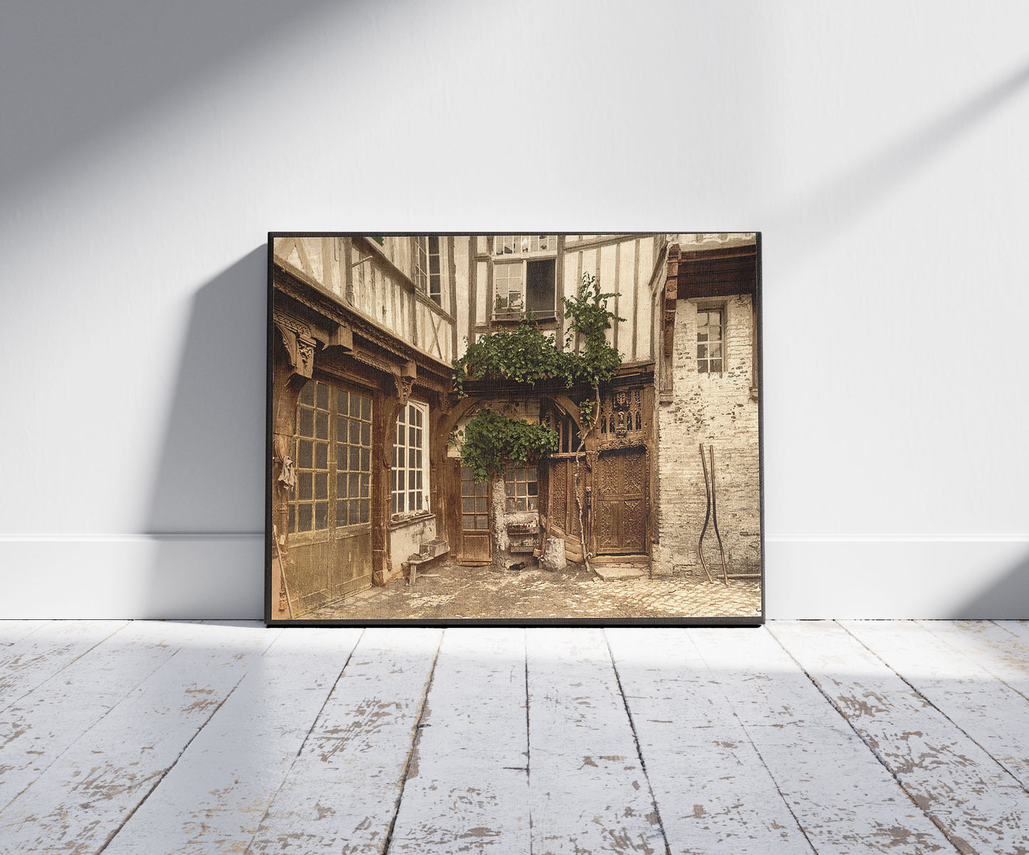 A picture of House of Francis I, Abbeville, France, a mockup of the print leaning against a wall