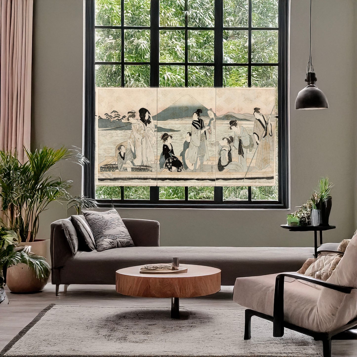 A picture of Ichi fuji ni taka san nasubi, a mockup of the print leaning against a wall