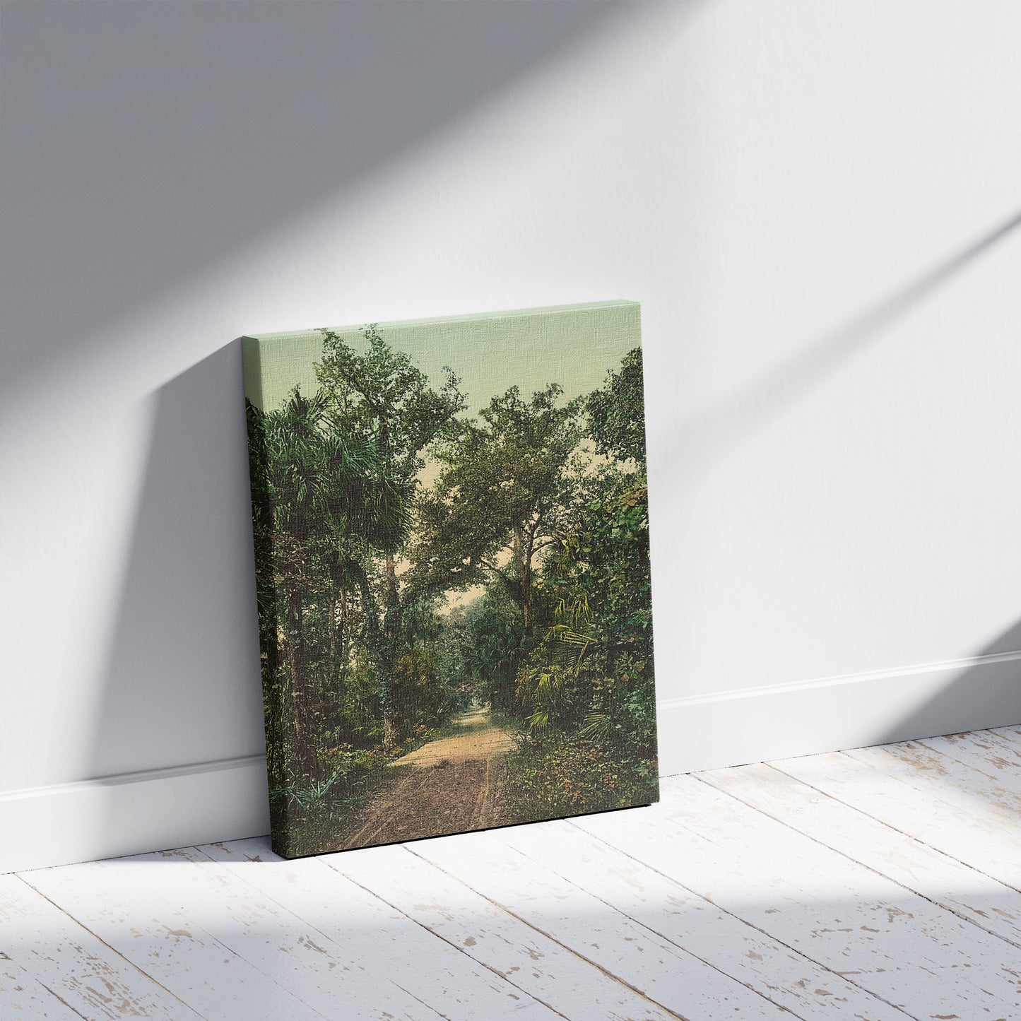A picture of In the Ormond Hammock, a mockup of the print leaning against a wall