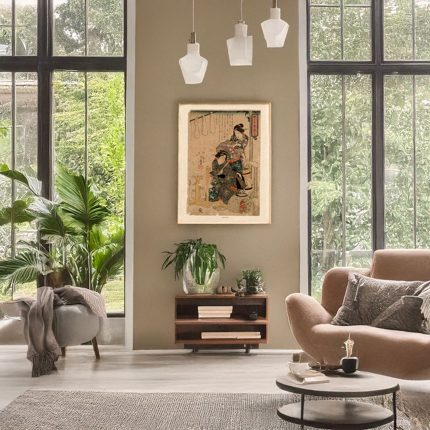 A picture of Ito zukuri, a mockup of the print leaning against a wall