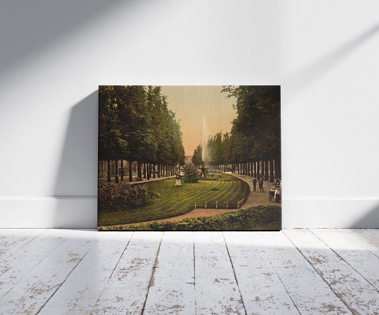 A picture of Janssingel, Arnhem, Holland, a mockup of the print leaning against a wall