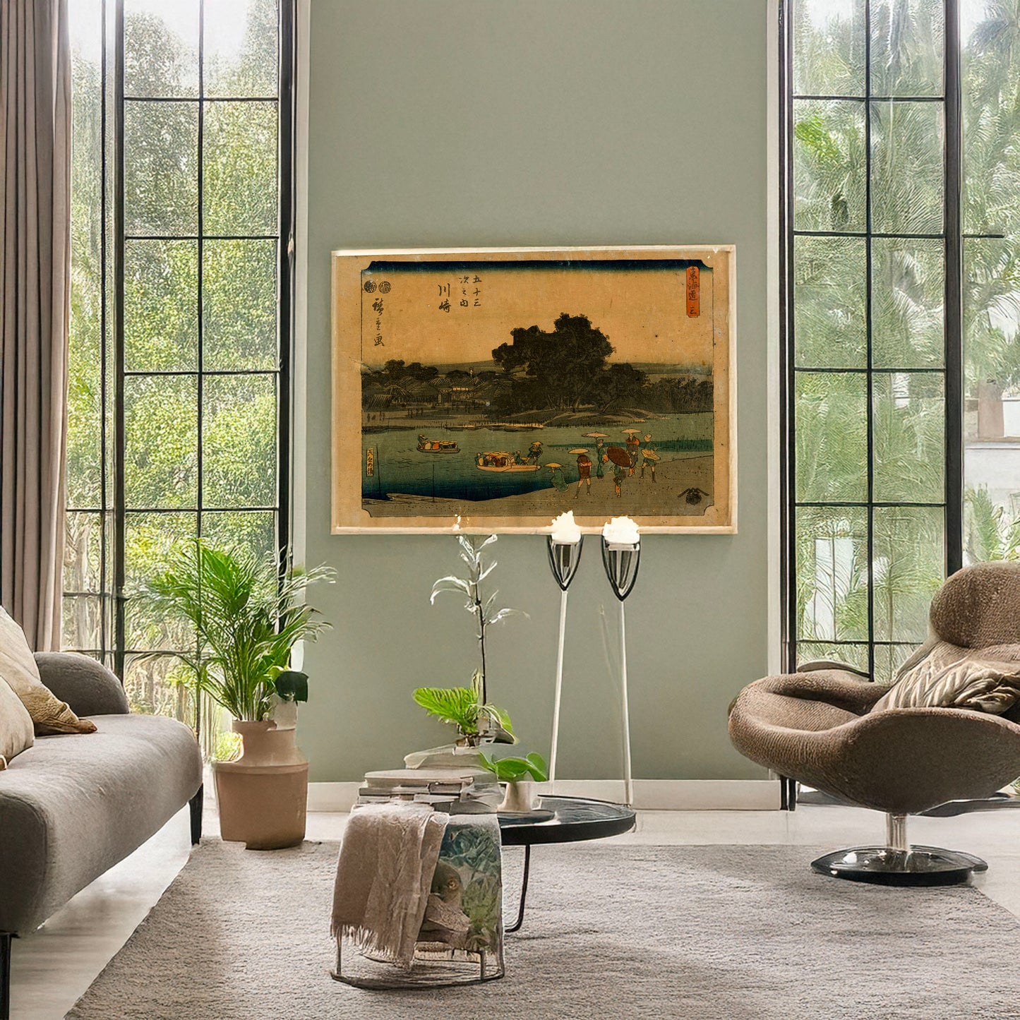 A picture of Kawasaki, a mockup of the print leaning against a wall