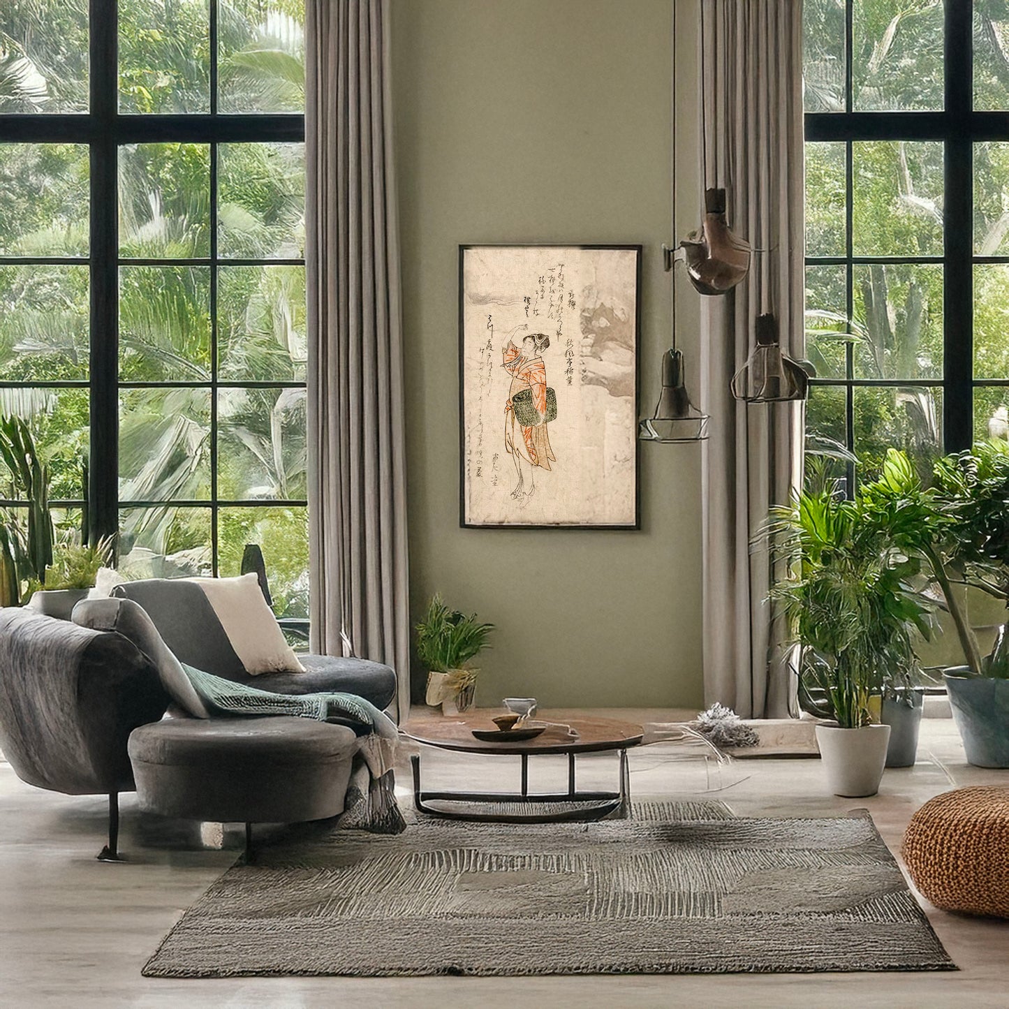 A picture of Kisen, a mockup of the print leaning against a wall