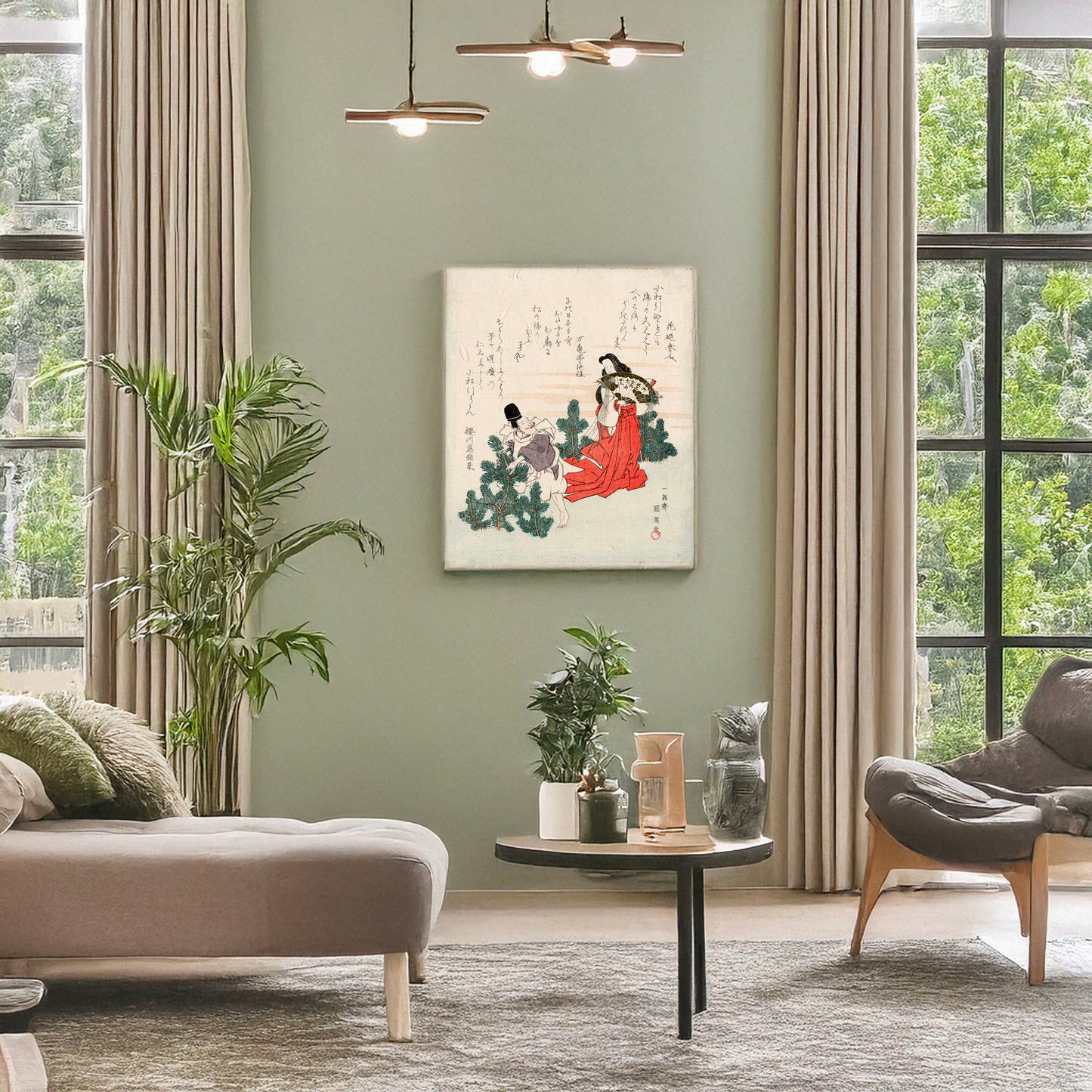 A picture of Komatsu biki, a mockup of the print leaning against a wall