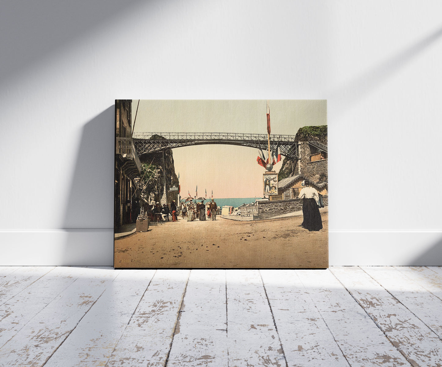 A picture of La Trauchee des Anglais, Granville, France, a mockup of the print leaning against a wall