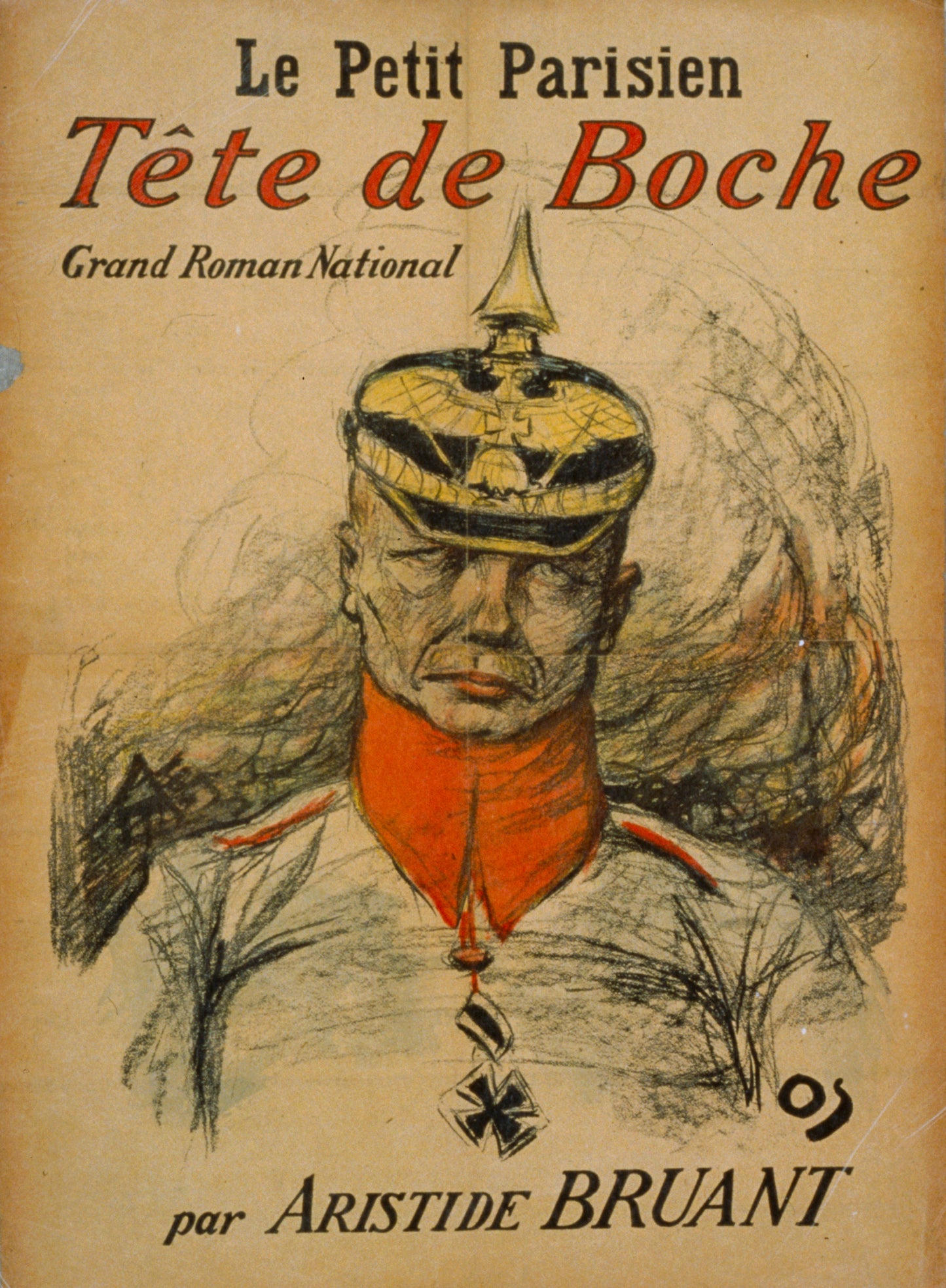 A picture of 'Le Petit parisien.' 'Tête de Boche,' grand roman national par Aristide Bruant