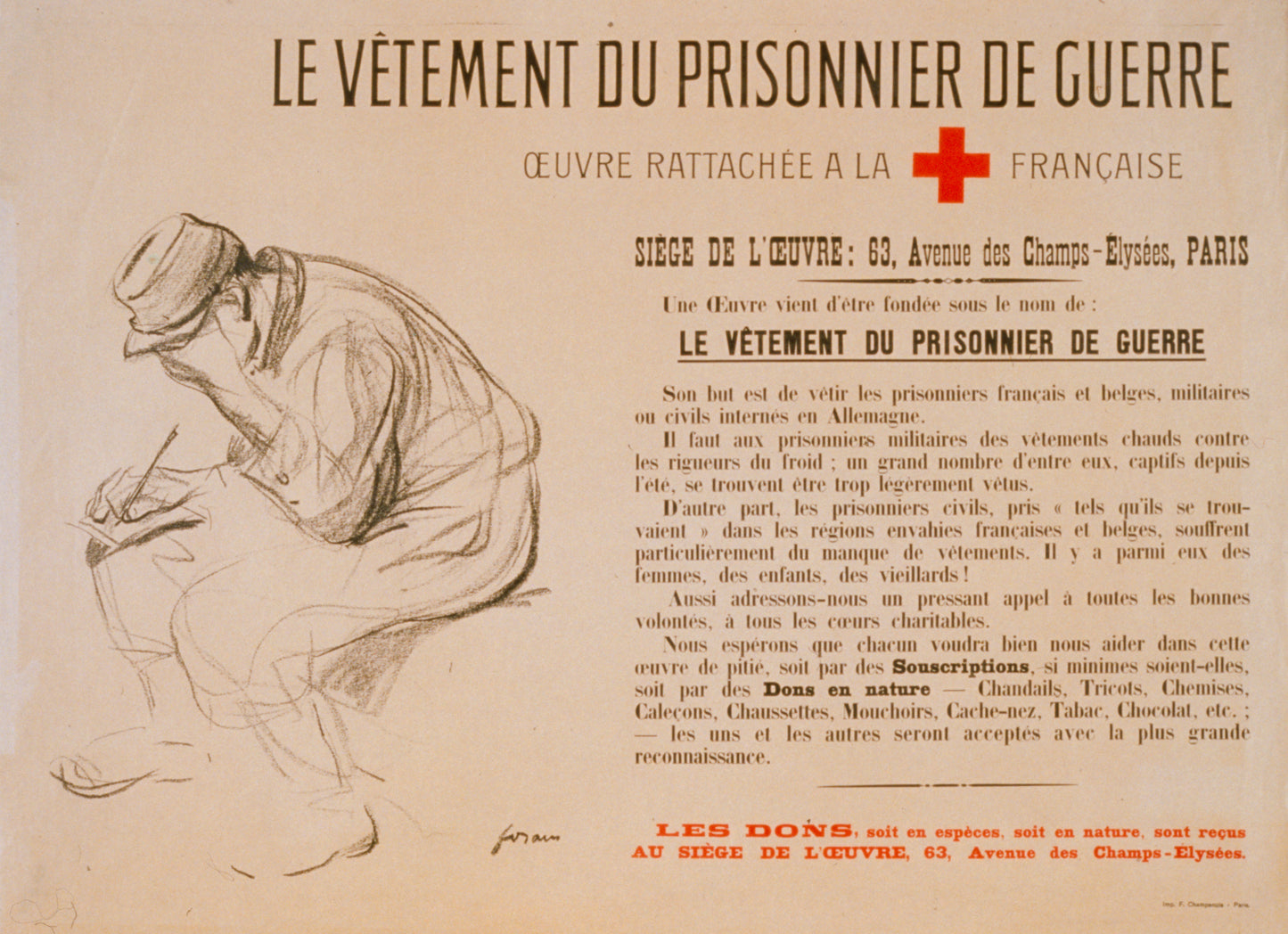 A picture of Le vêtement du prisonnier de guerre. Oeuvre rattachée à la Croix-Rouge Française