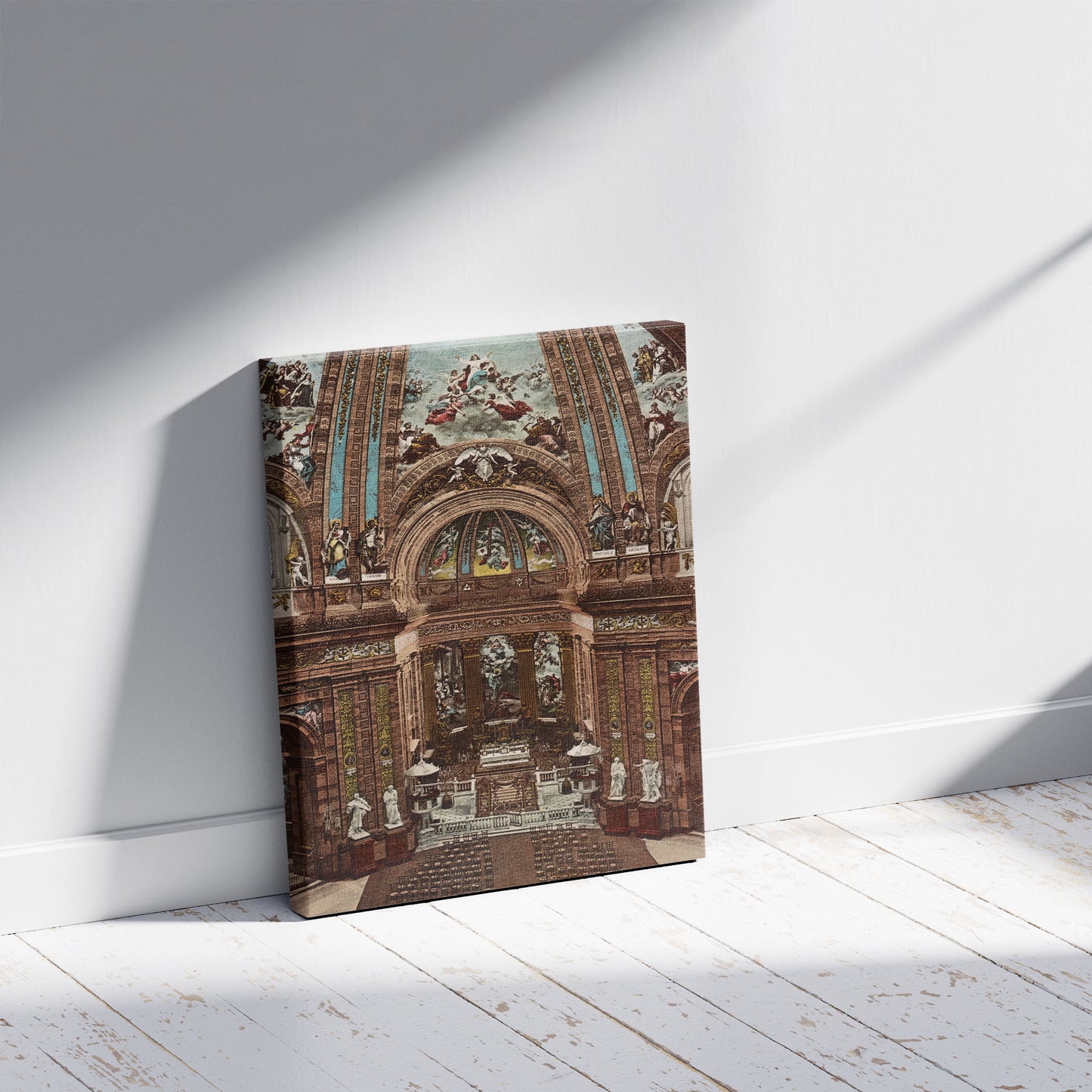 A picture of Madrid. San Francisco el Grande. Interior, a mockup of the print leaning against a wall