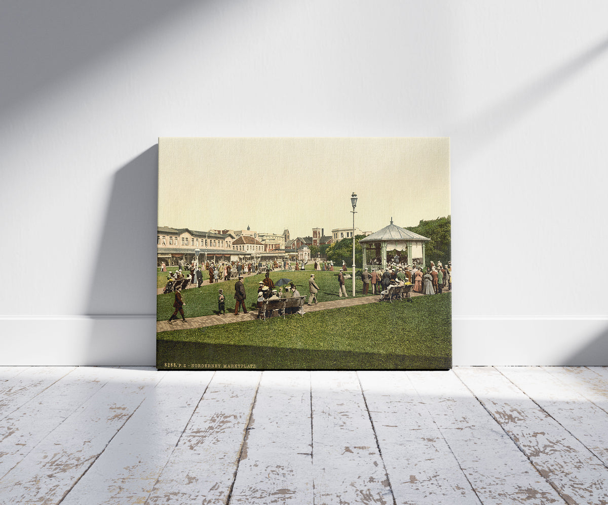A picture of Market place, Norderney, Germany, a mockup of the print leaning against a wall